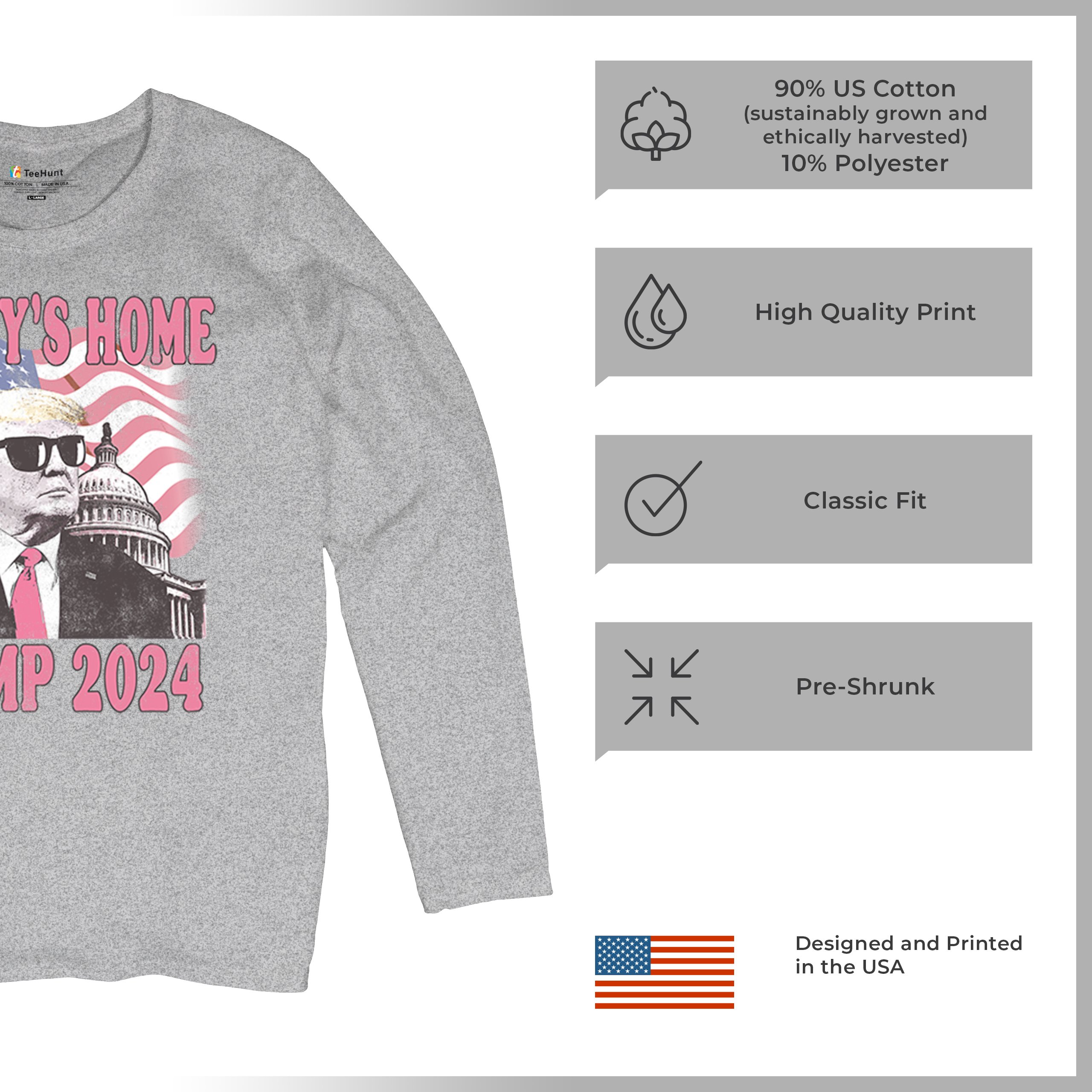 Daddy's Home Trump 2024 Women's Long Sleeve T-shirt MAGA 47 President Vote Red - Picture 14 of 22