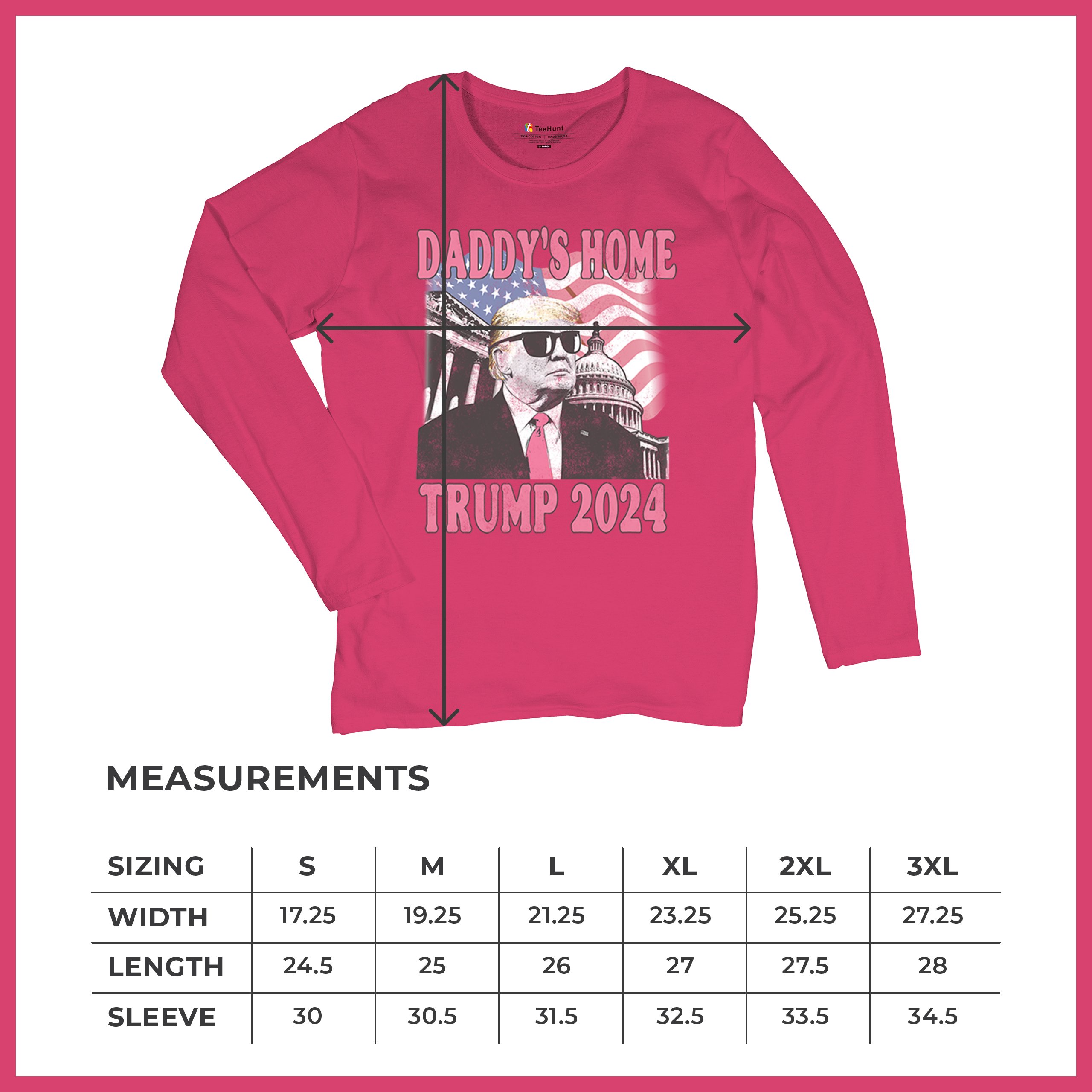 Daddy's Home Trump 2024 Women's Long Sleeve T-shirt MAGA 47 President Vote Red - Picture 22 of 22