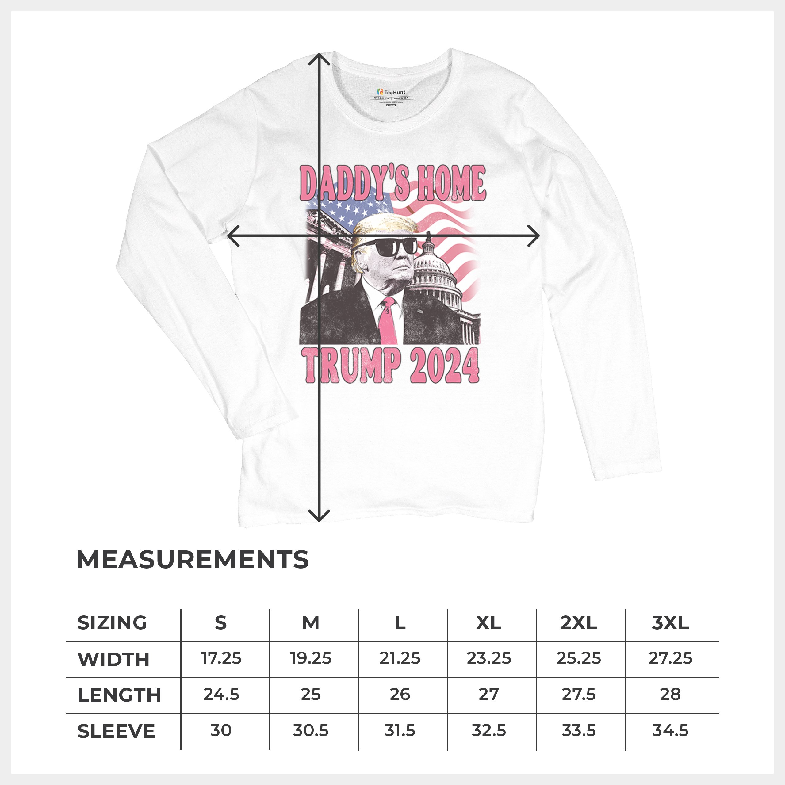 Daddy's Home Trump 2024 Women's Long Sleeve T-shirt MAGA 47 President Vote Red - Picture 8 of 22