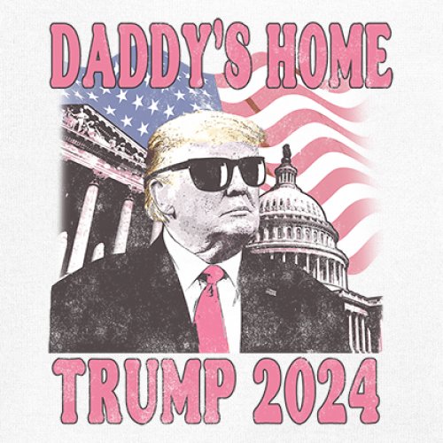 Daddy's Home Trump 2024 Women's Long Sleeve T-shirt MAGA 47 President Vote Red - Picture 4 of 22