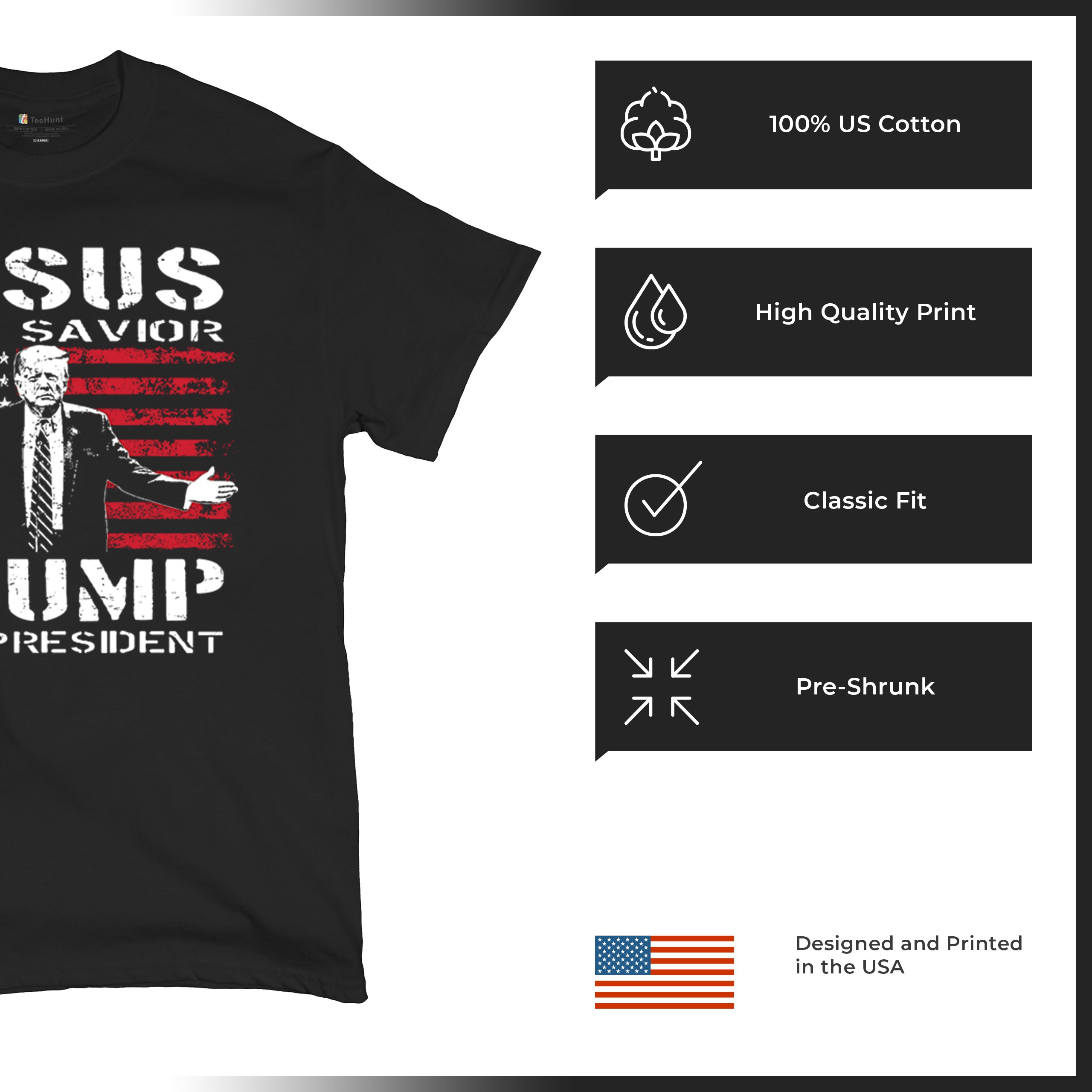 Jesus Is My Savior Trump Is My President T-shirt MAGA America First Men's Tee - Picture 7 of 85