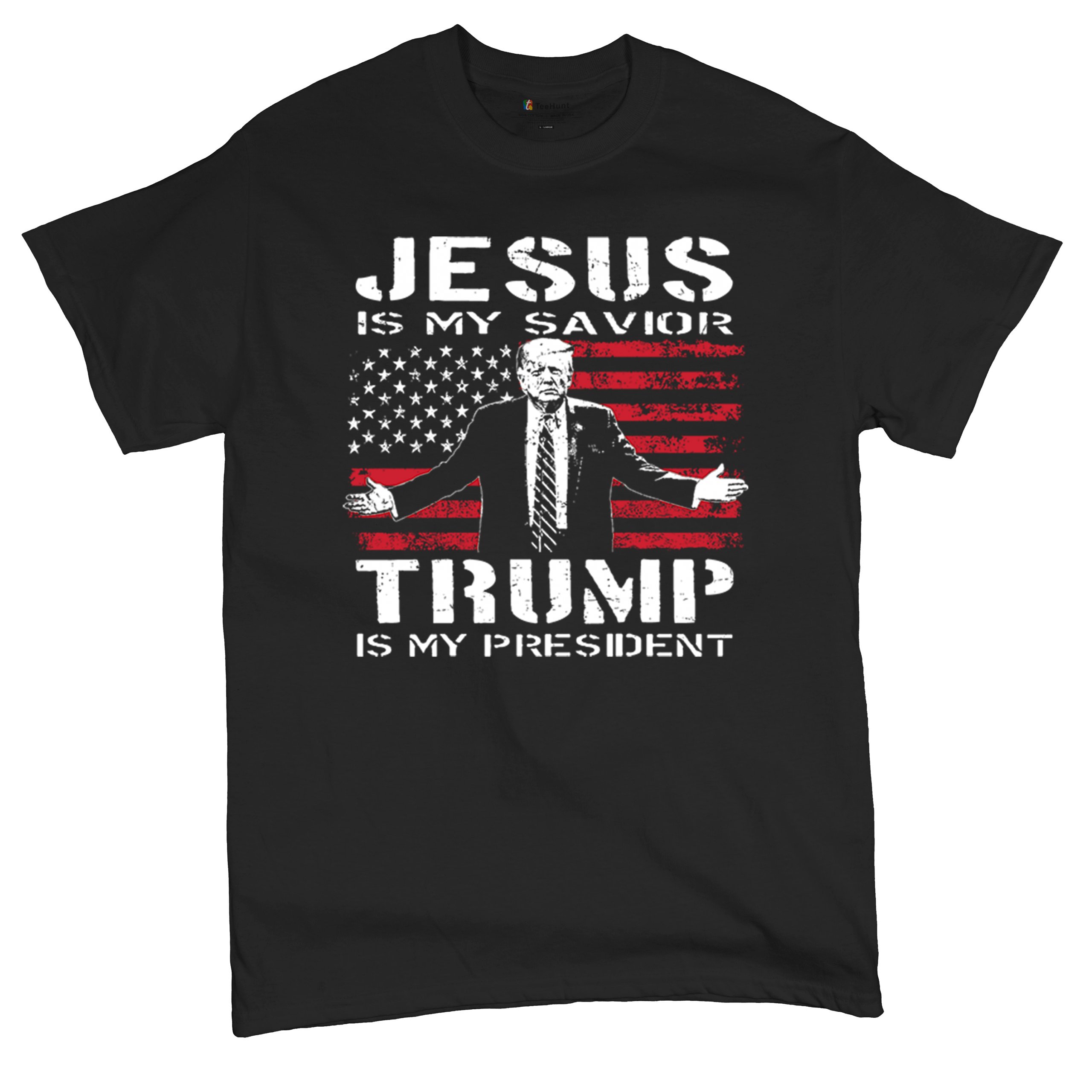 Jesus Is My Savior Trump Is My President T-shirt MAGA America First Men's Tee - Picture 6 of 85