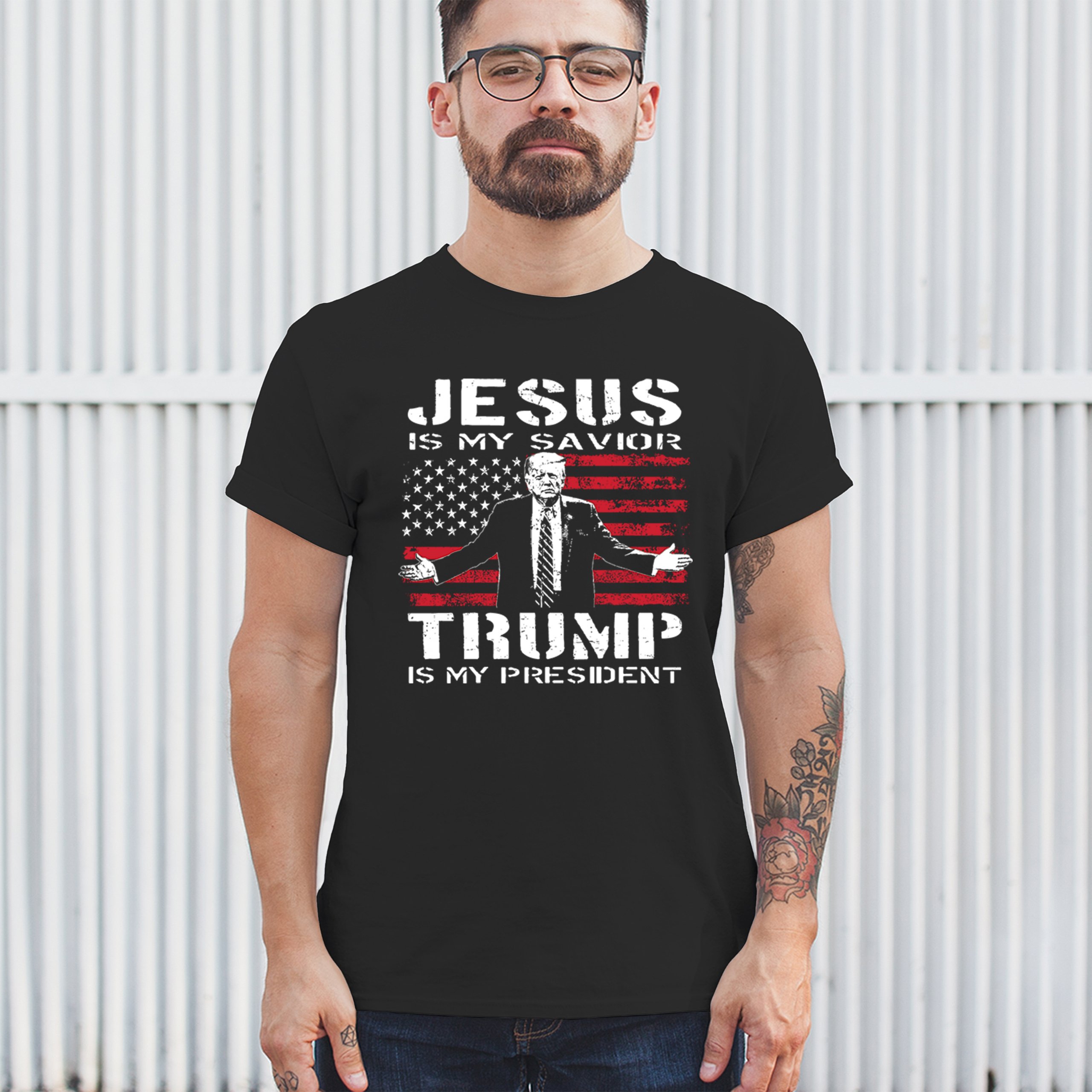 Jesus Is My Savior Trump Is My President T-shirt MAGA America First Men's Tee - Picture 5 of 85