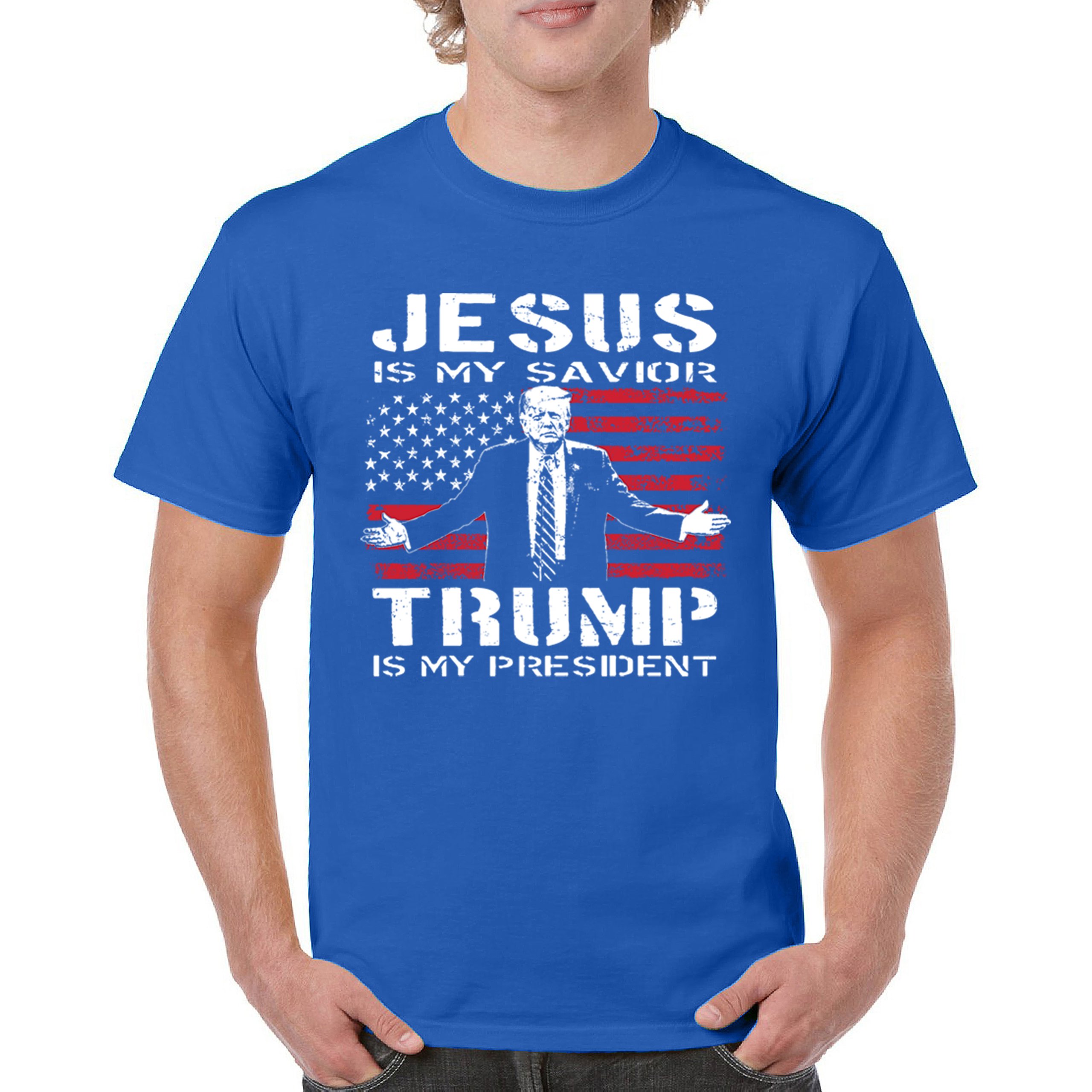 Jesus Is My Savior Trump Is My President T-shirt MAGA America First Men's Tee - Picture 72 of 85