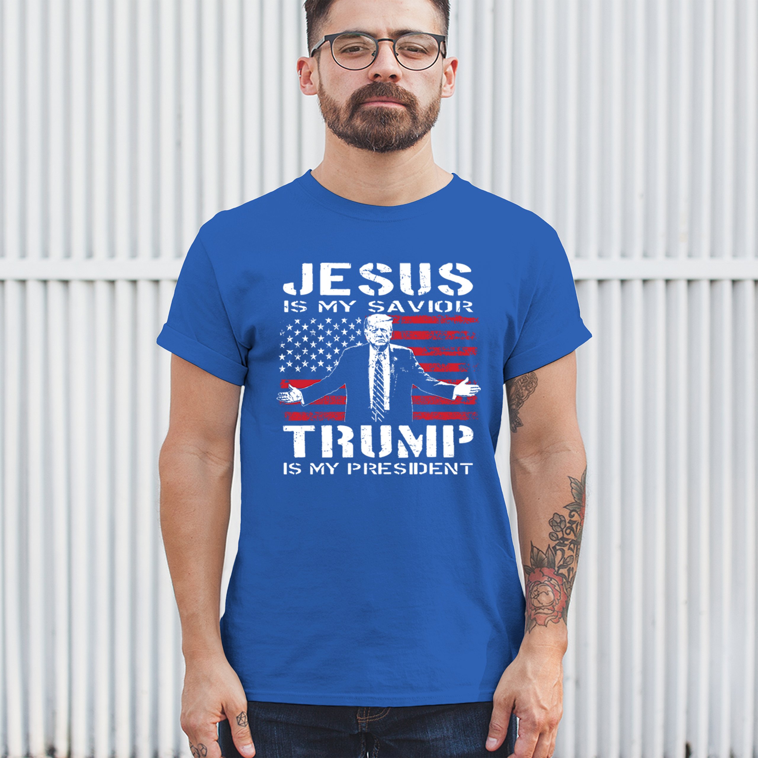 Jesus Is My Savior Trump Is My President T-shirt MAGA America First Men's Tee - Picture 75 of 85