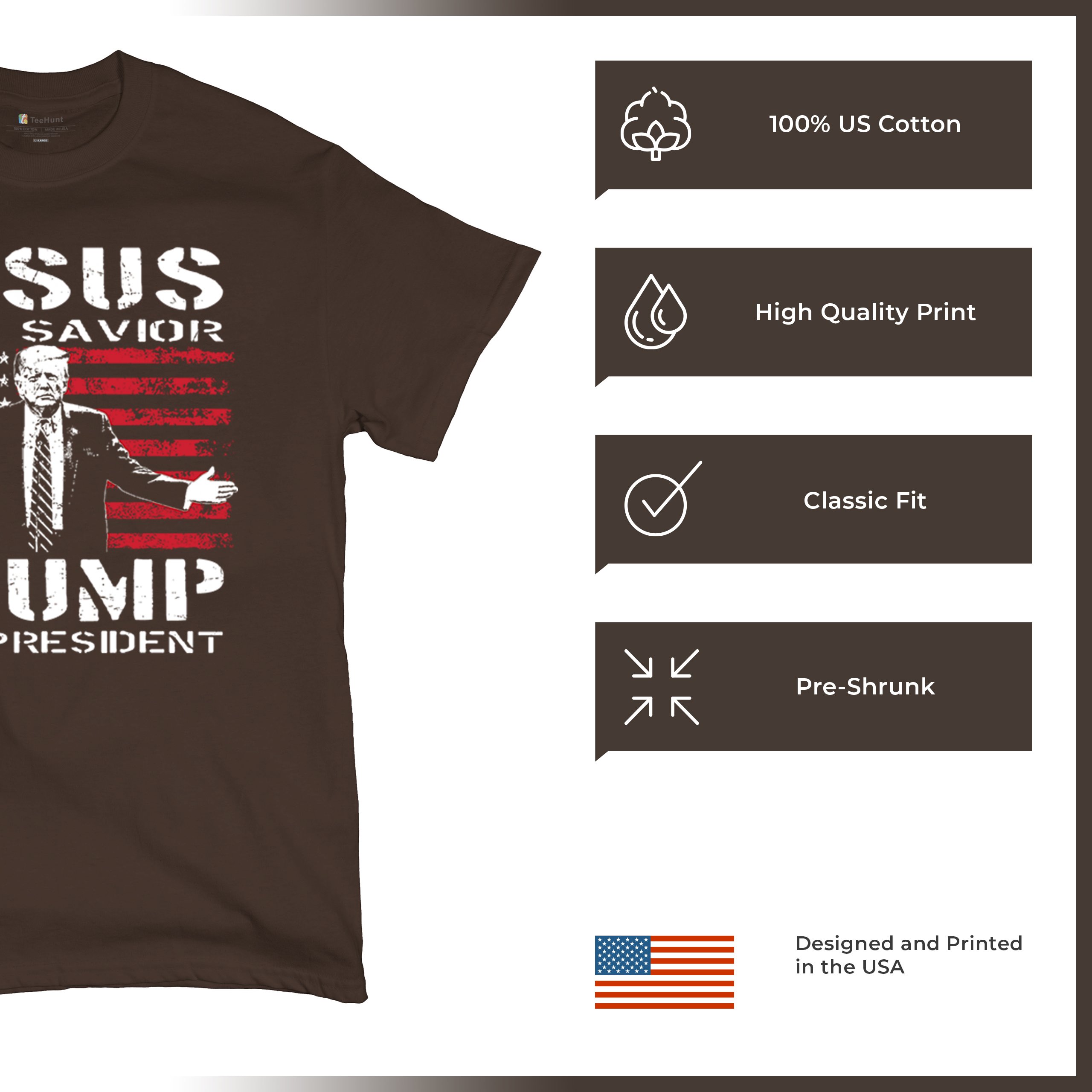 Jesus Is My Savior Trump Is My President T-shirt MAGA America First Men's Tee - Picture 56 of 85