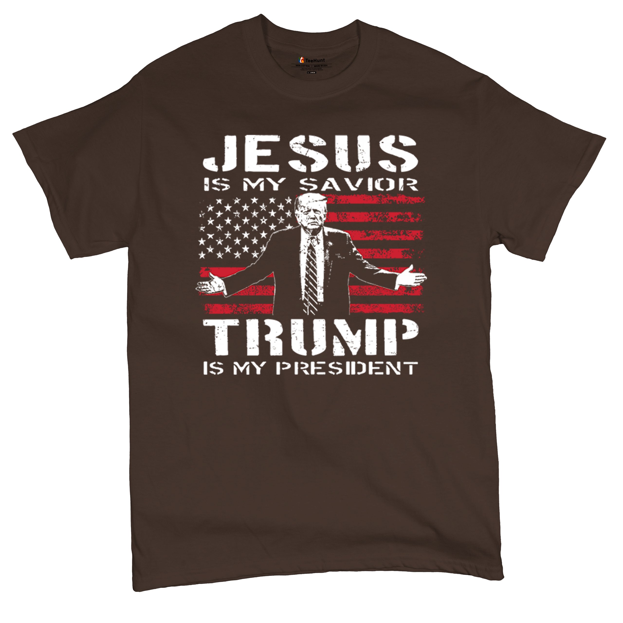 Jesus Is My Savior Trump Is My President T-shirt MAGA America First Men's Tee - Picture 55 of 85