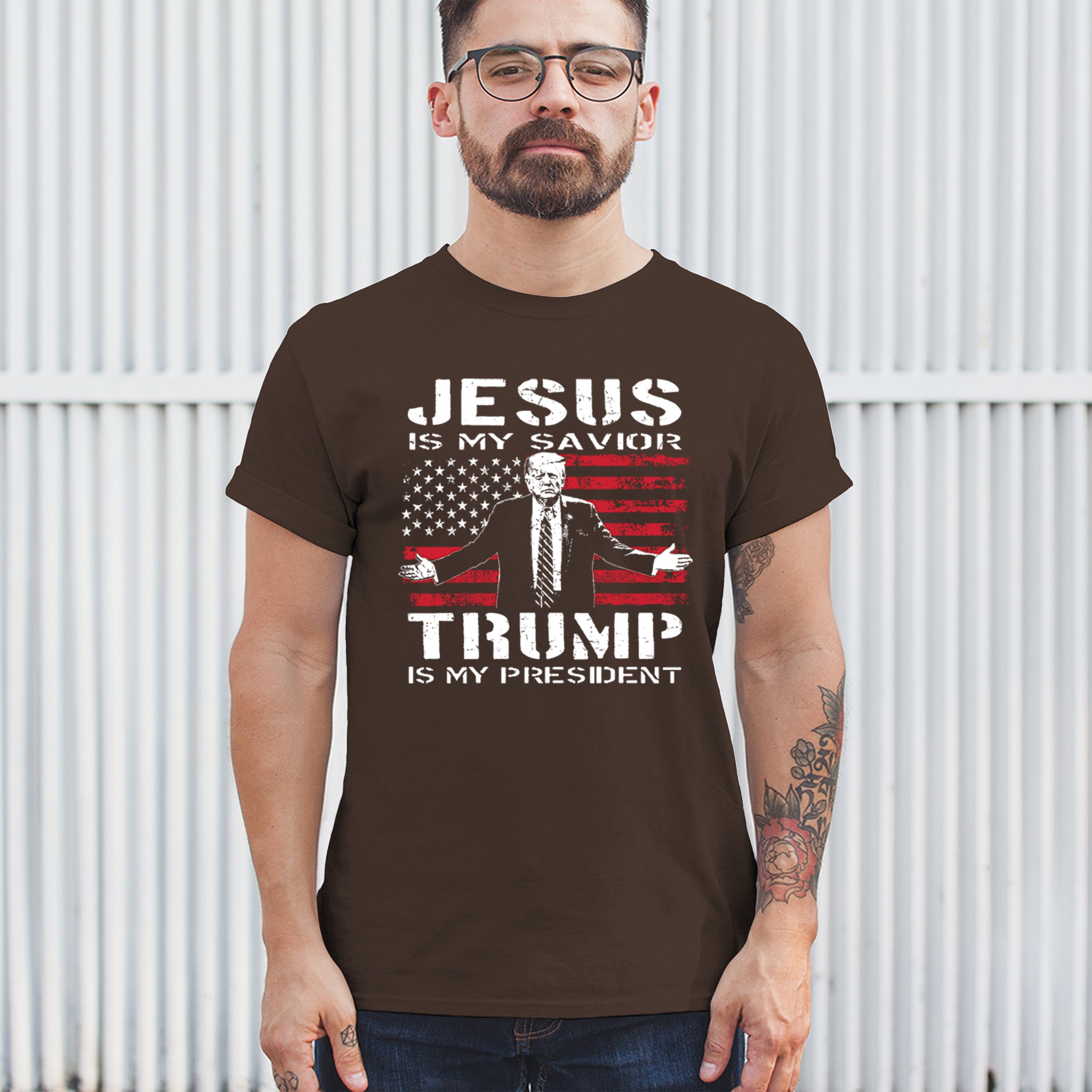 Jesus Is My Savior Trump Is My President T-shirt MAGA America First Men's Tee - Picture 54 of 85
