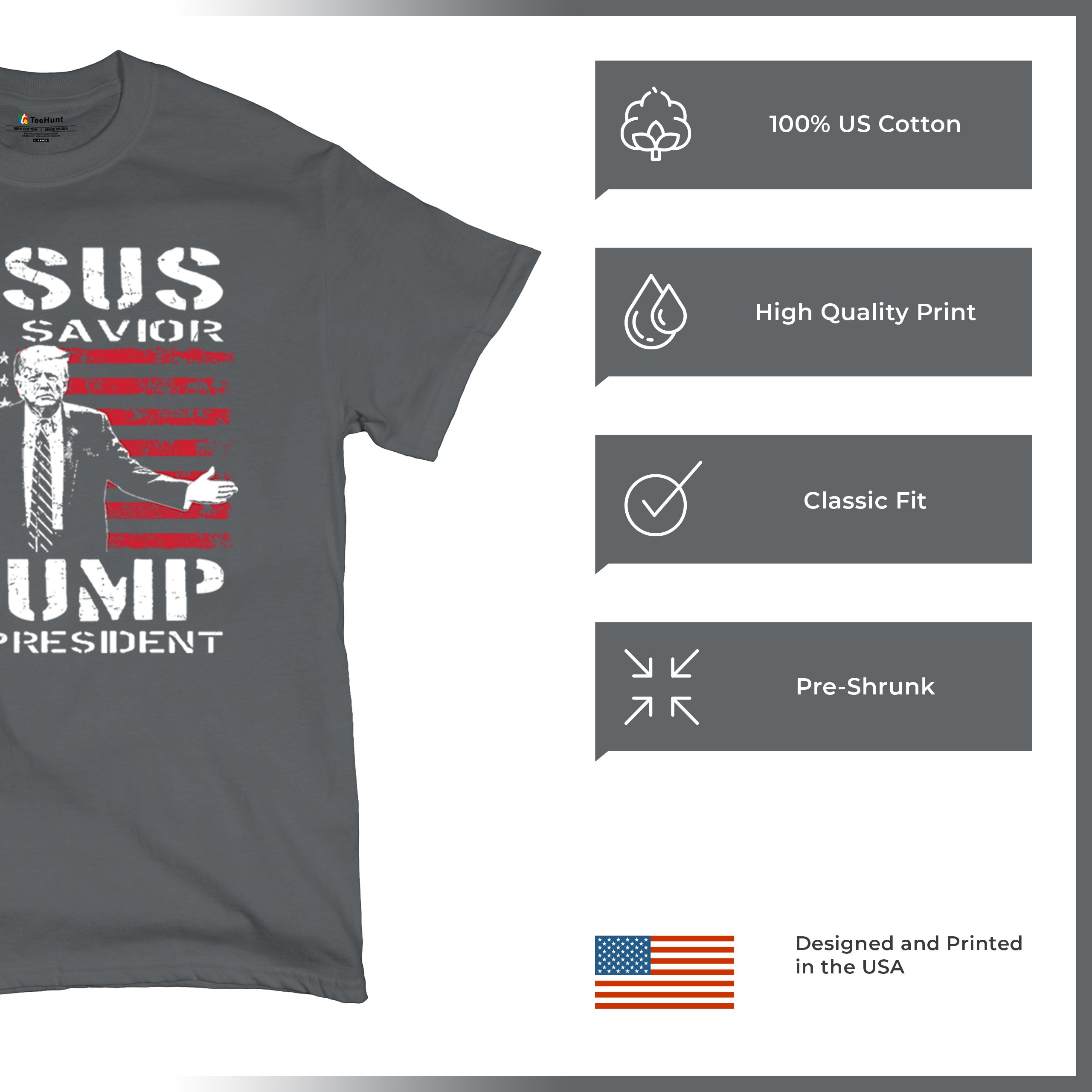 Jesus Is My Savior Trump Is My President T-shirt MAGA America First Men's Tee - Picture 63 of 85