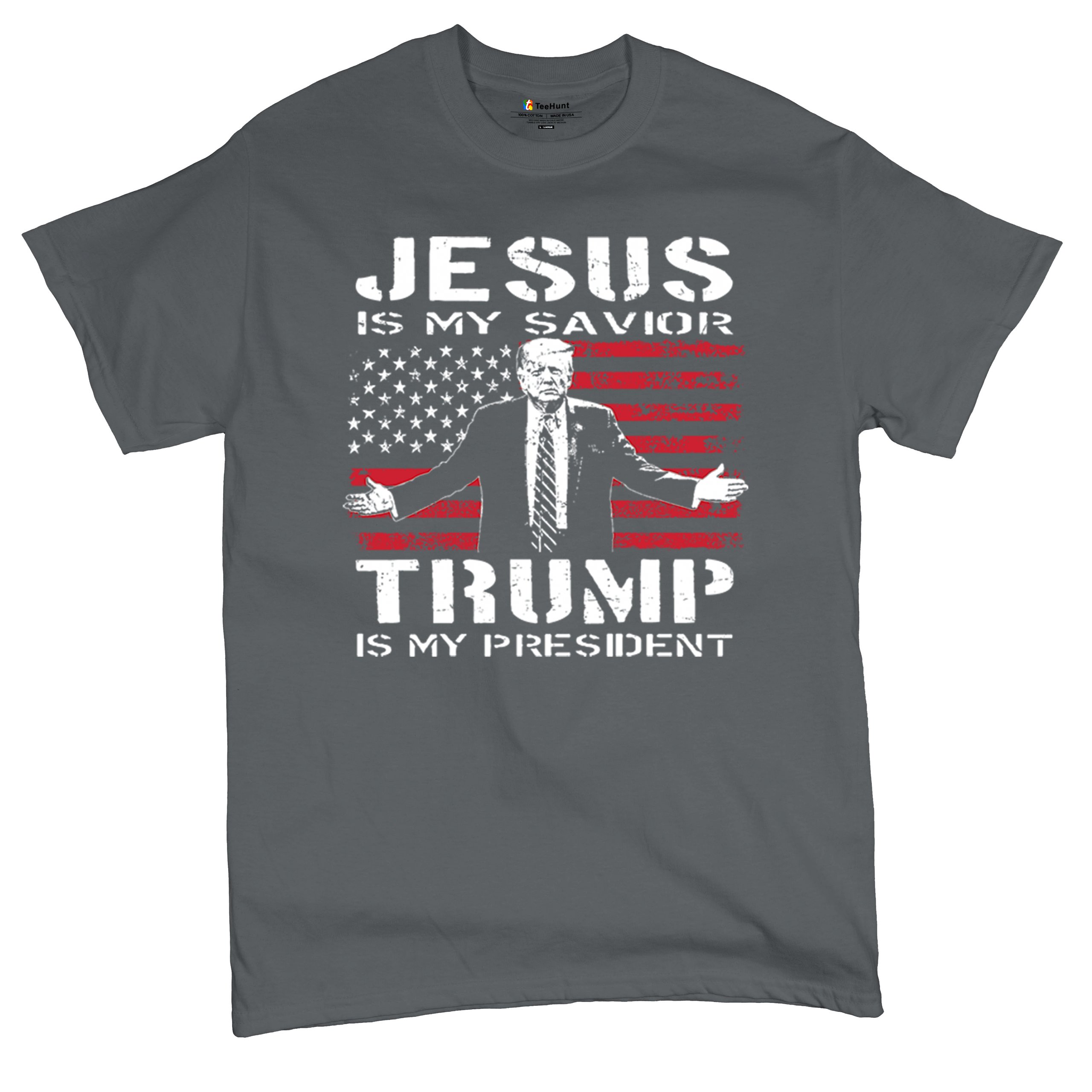 Jesus Is My Savior Trump Is My President T-shirt MAGA America First Men's Tee - Picture 62 of 85