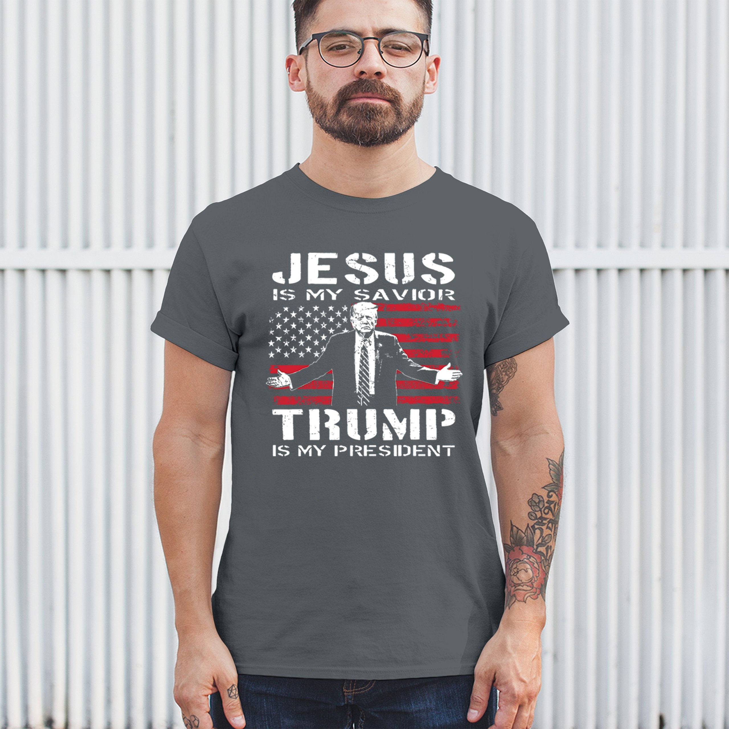 Jesus Is My Savior Trump Is My President T-shirt MAGA America First Men's Tee - Picture 61 of 85