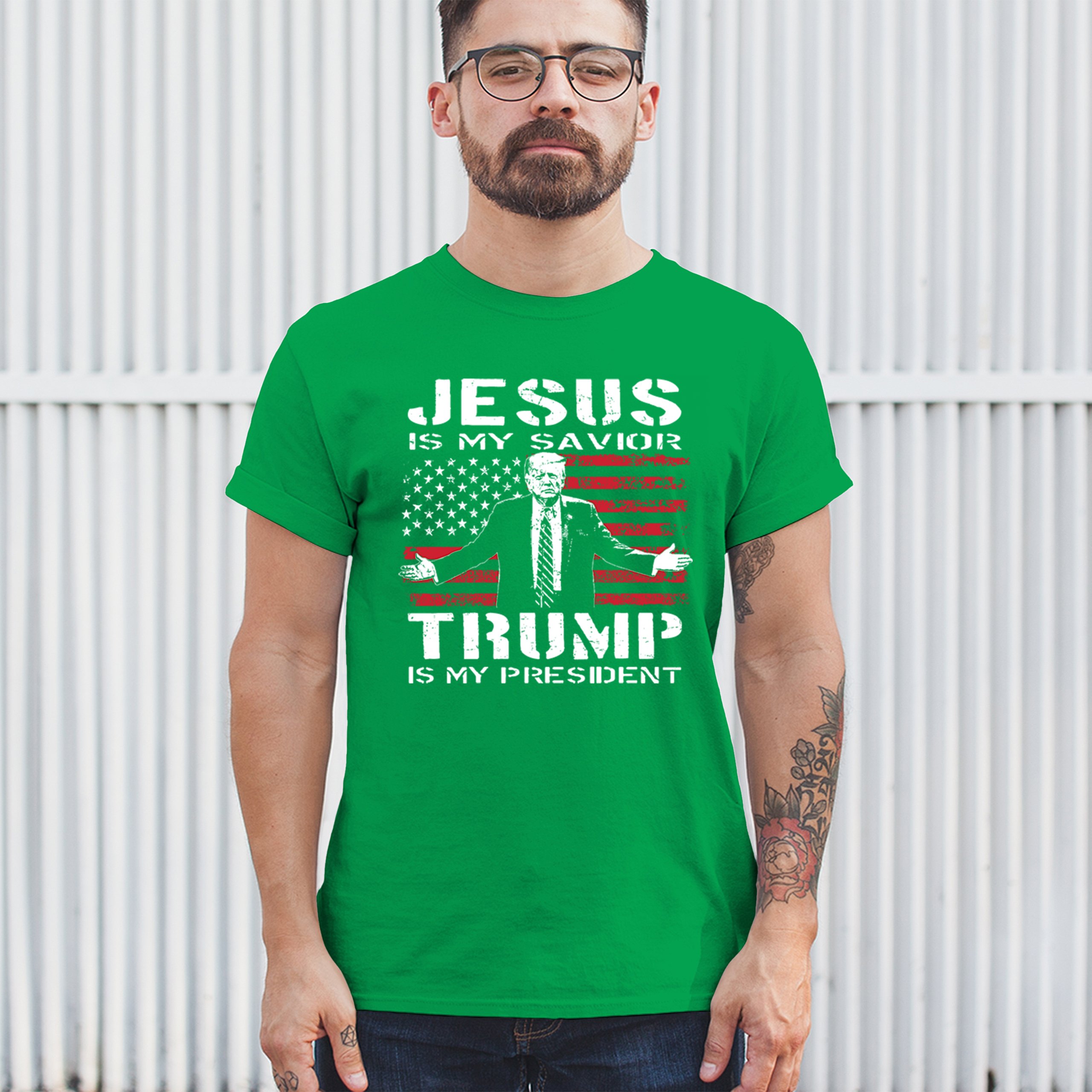Jesus Is My Savior Trump Is My President T-shirt MAGA America First Men's Tee - Picture 47 of 85