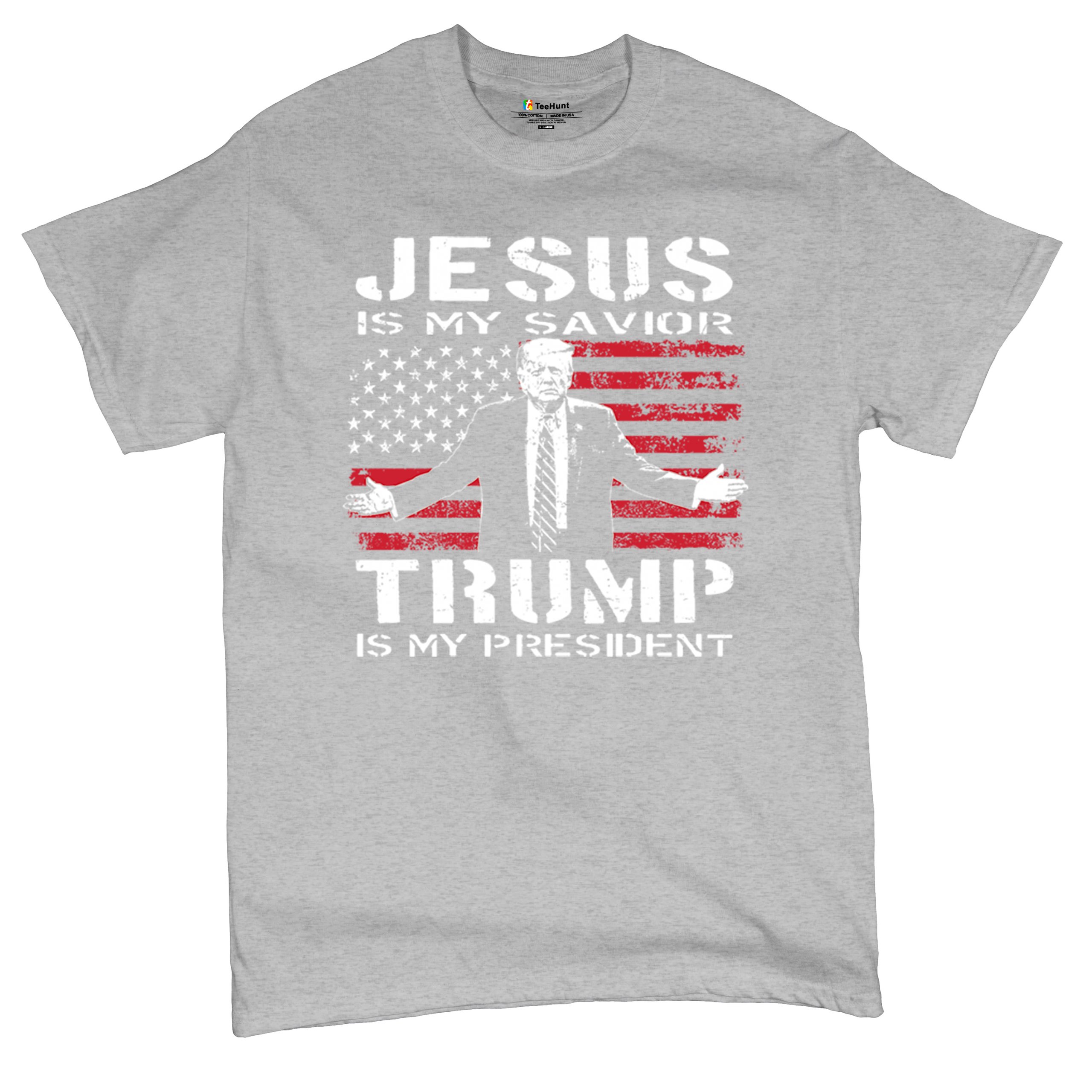 Jesus Is My Savior Trump Is My President T-shirt MAGA America First Men's Tee - Picture 13 of 85