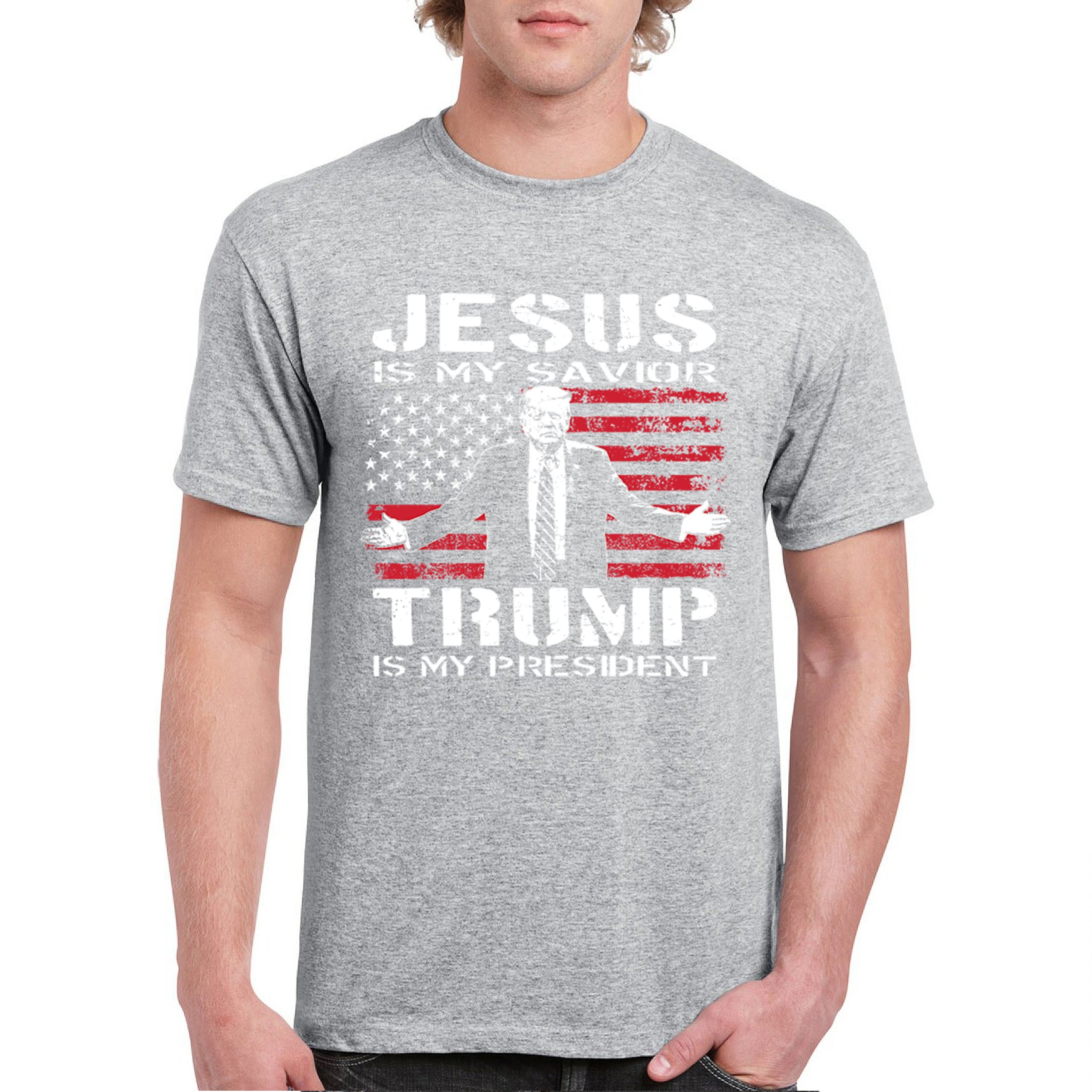 Jesus Is My Savior Trump Is My President T-shirt MAGA America First Men's Tee - Picture 9 of 85