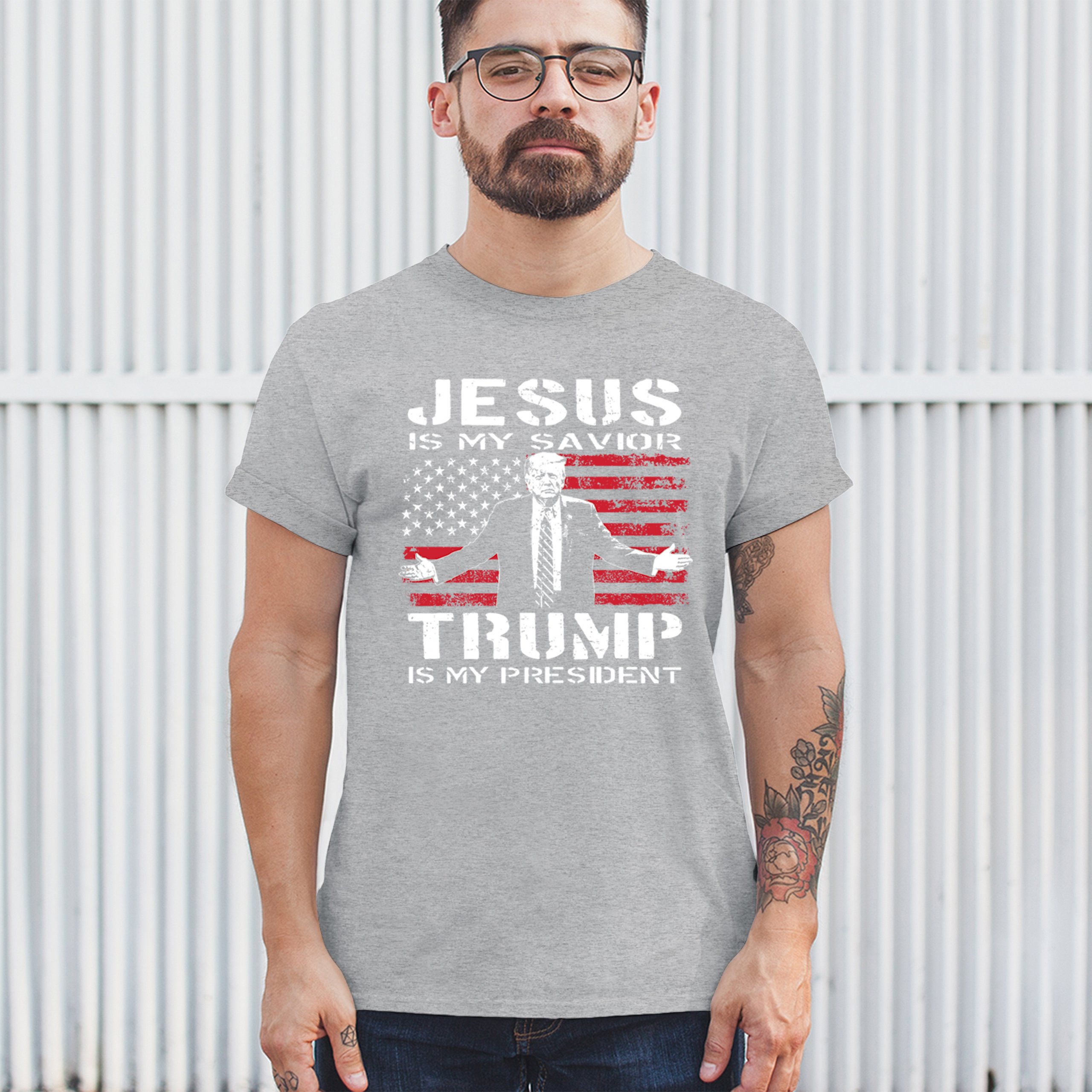 Jesus Is My Savior Trump Is My President T-shirt MAGA America First Men's Tee - Picture 12 of 85