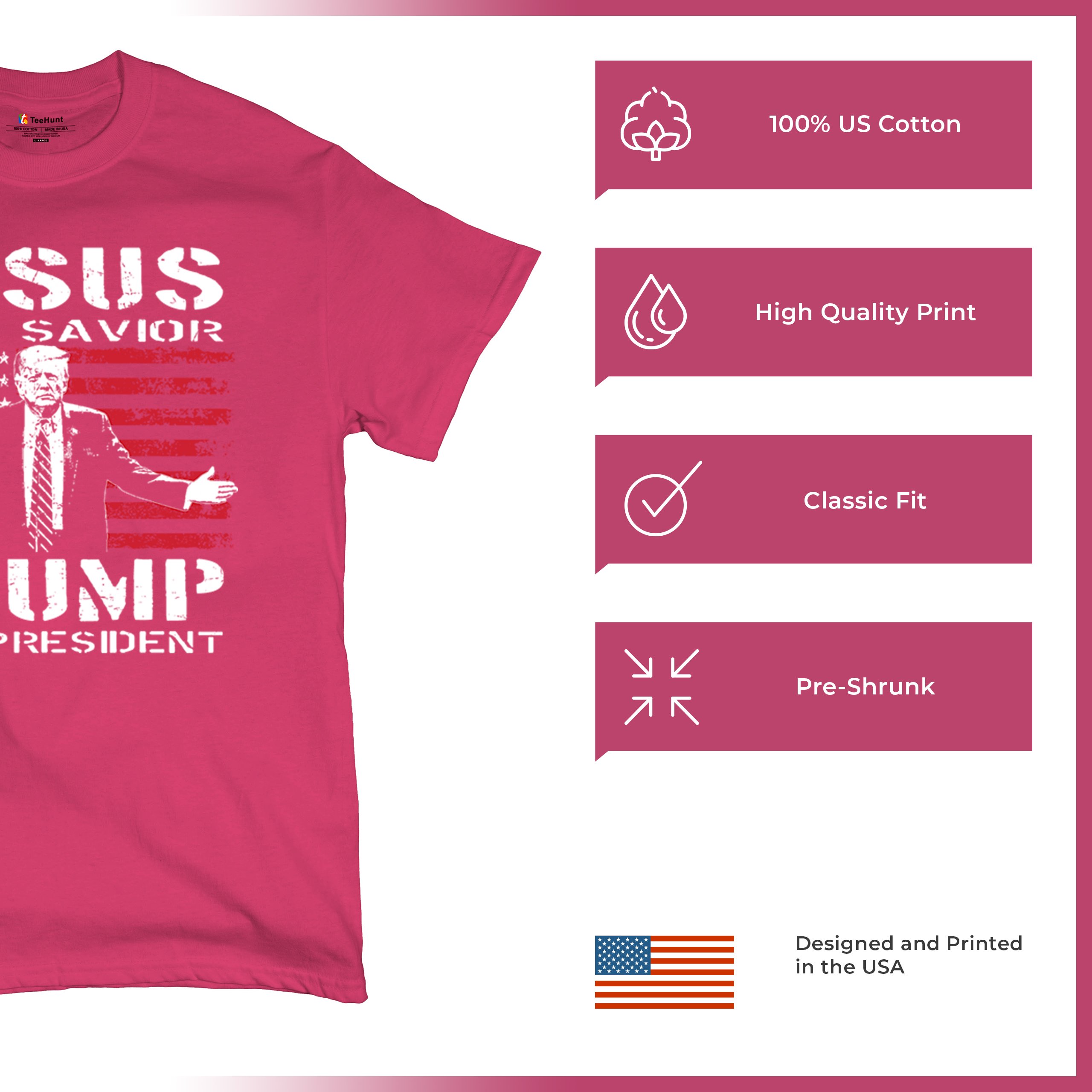Jesus Is My Savior Trump Is My President T-shirt MAGA America First Men's Tee - Picture 28 of 85