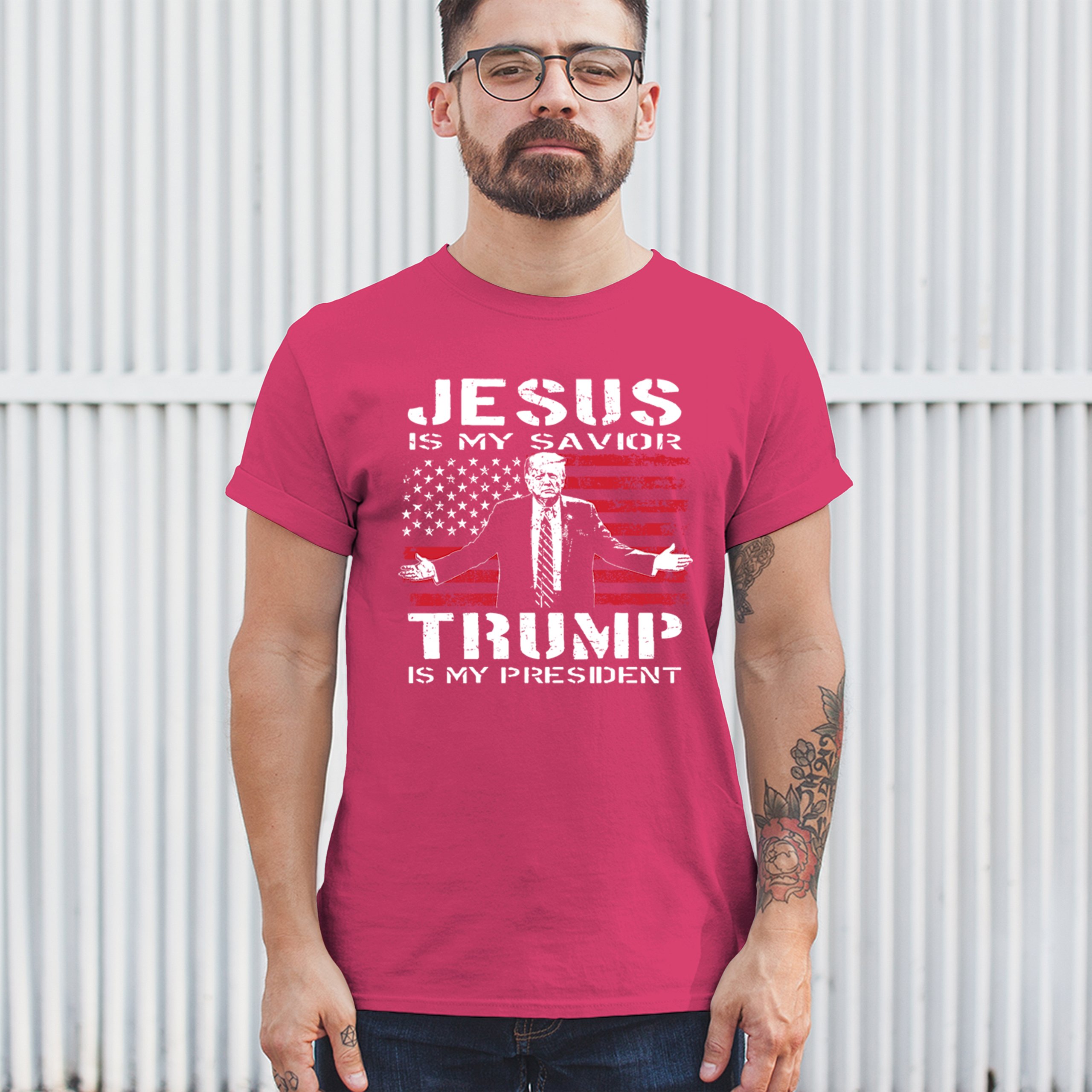 Jesus Is My Savior Trump Is My President T-shirt MAGA America First Men's Tee - Picture 26 of 85