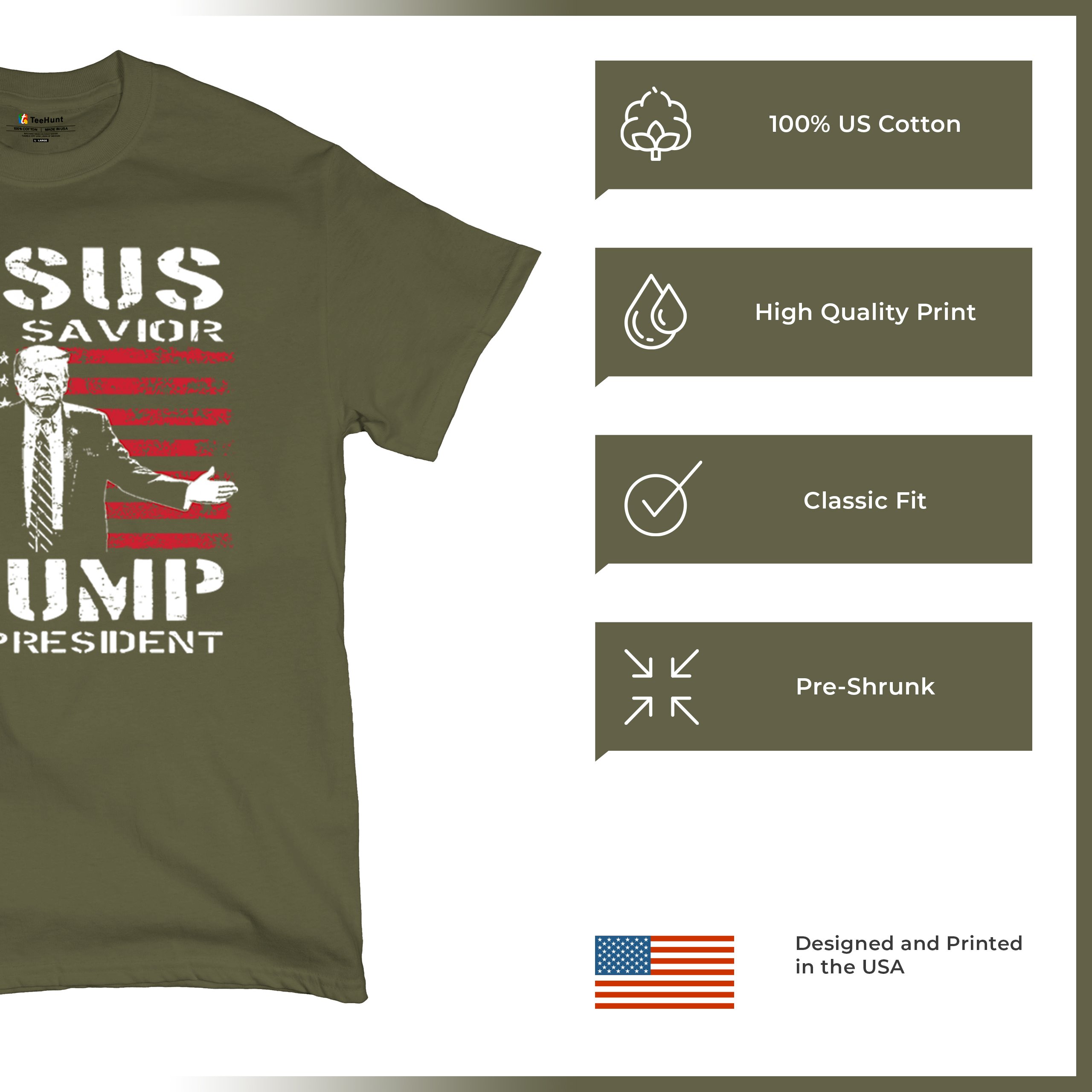 Jesus Is My Savior Trump Is My President T-shirt MAGA America First Men's Tee - Picture 70 of 85
