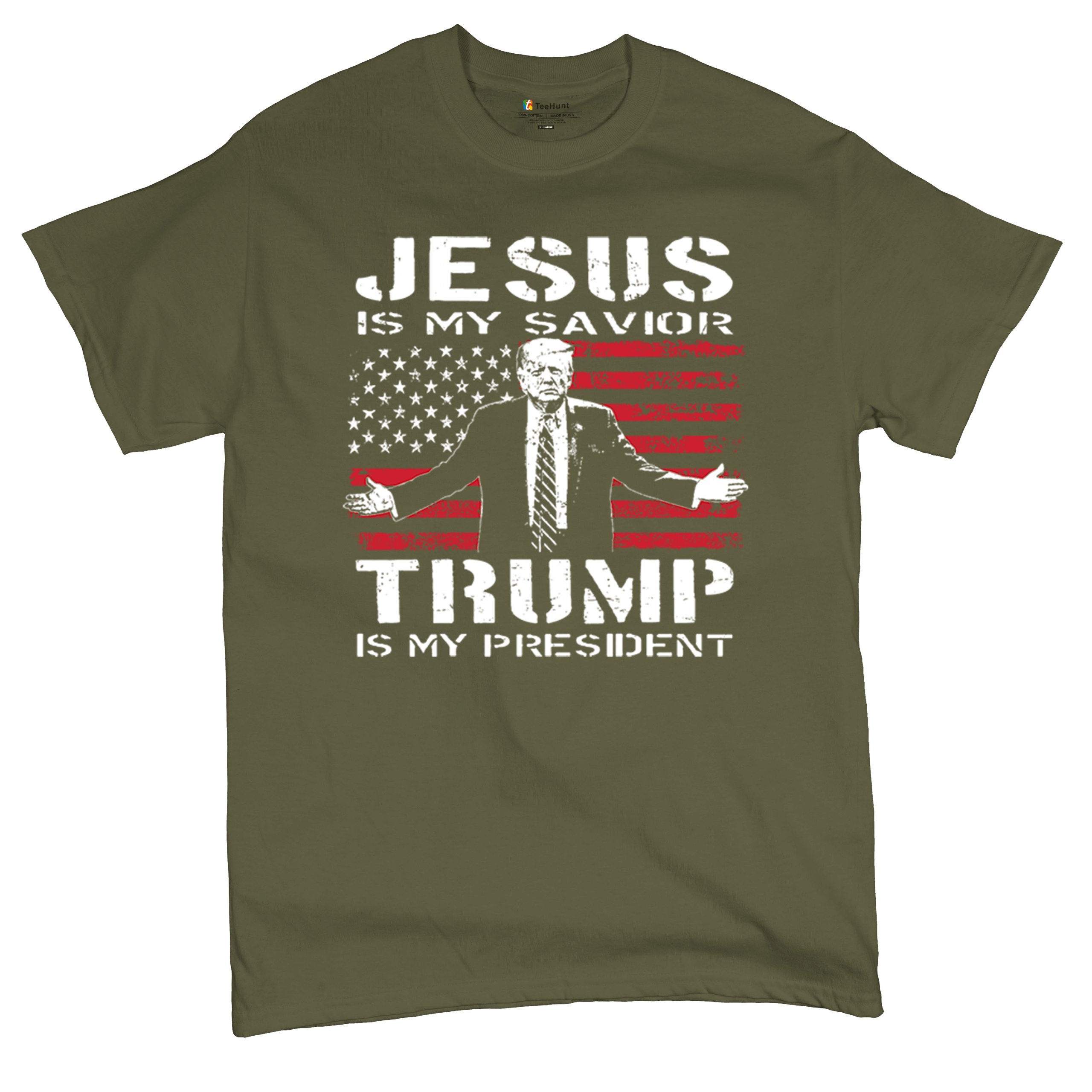 Jesus Is My Savior Trump Is My President T-shirt MAGA America First Men's Tee - Picture 69 of 85