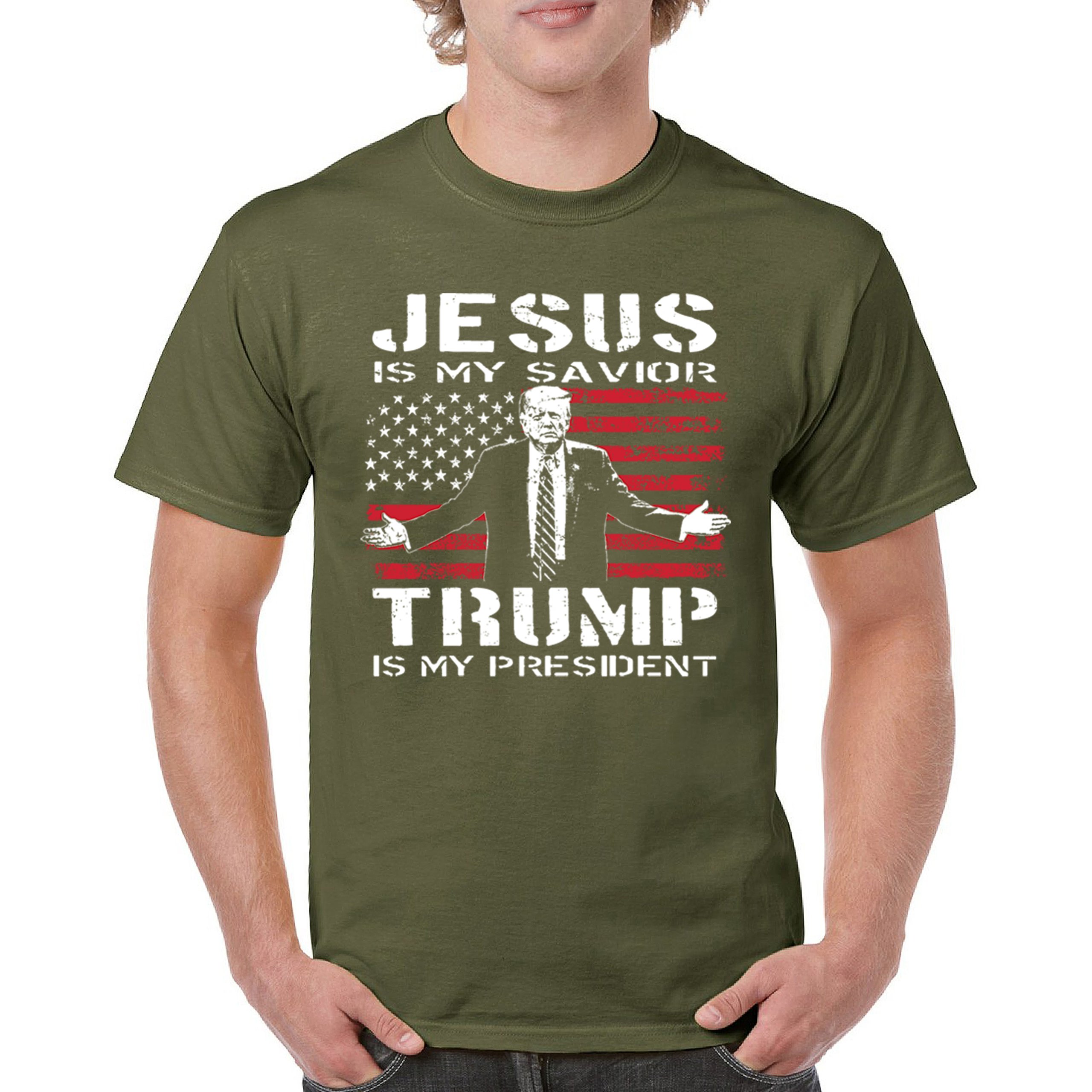 Jesus Is My Savior Trump Is My President T-shirt MAGA America First Men's Tee - Picture 65 of 85
