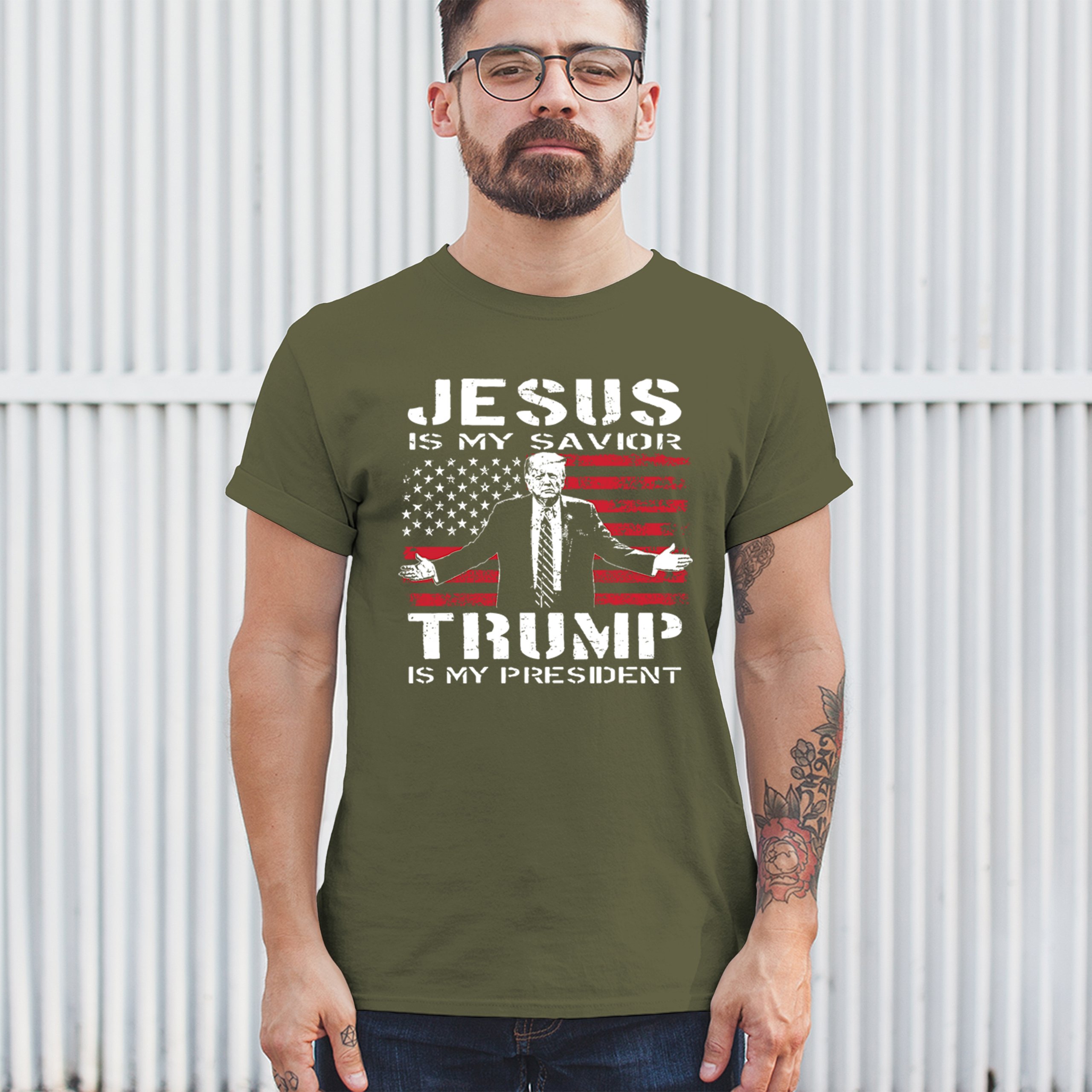 Jesus Is My Savior Trump Is My President T-shirt MAGA America First Men's Tee - Picture 68 of 85