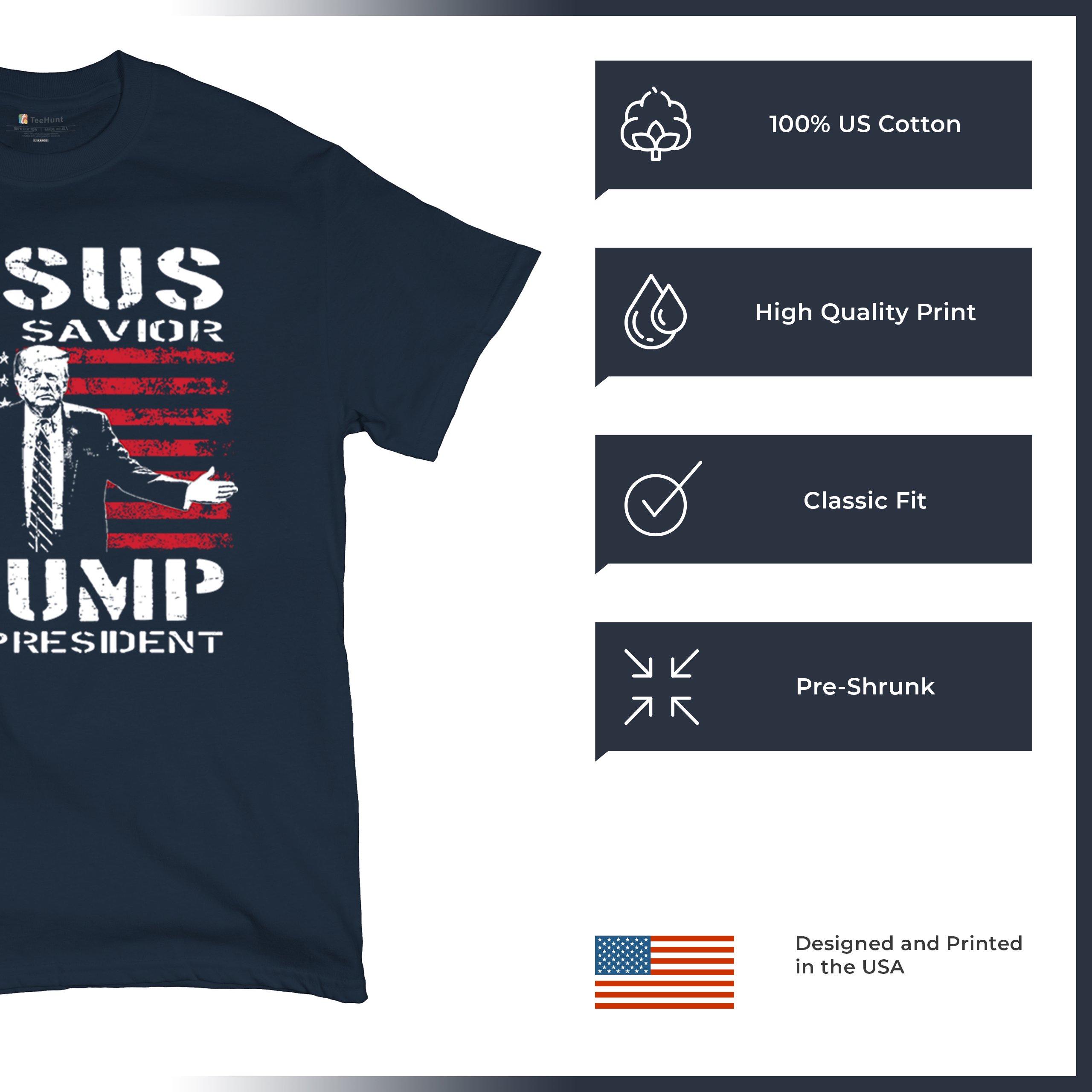 Jesus Is My Savior Trump Is My President T-shirt MAGA America First Men's Tee - Picture 42 of 85