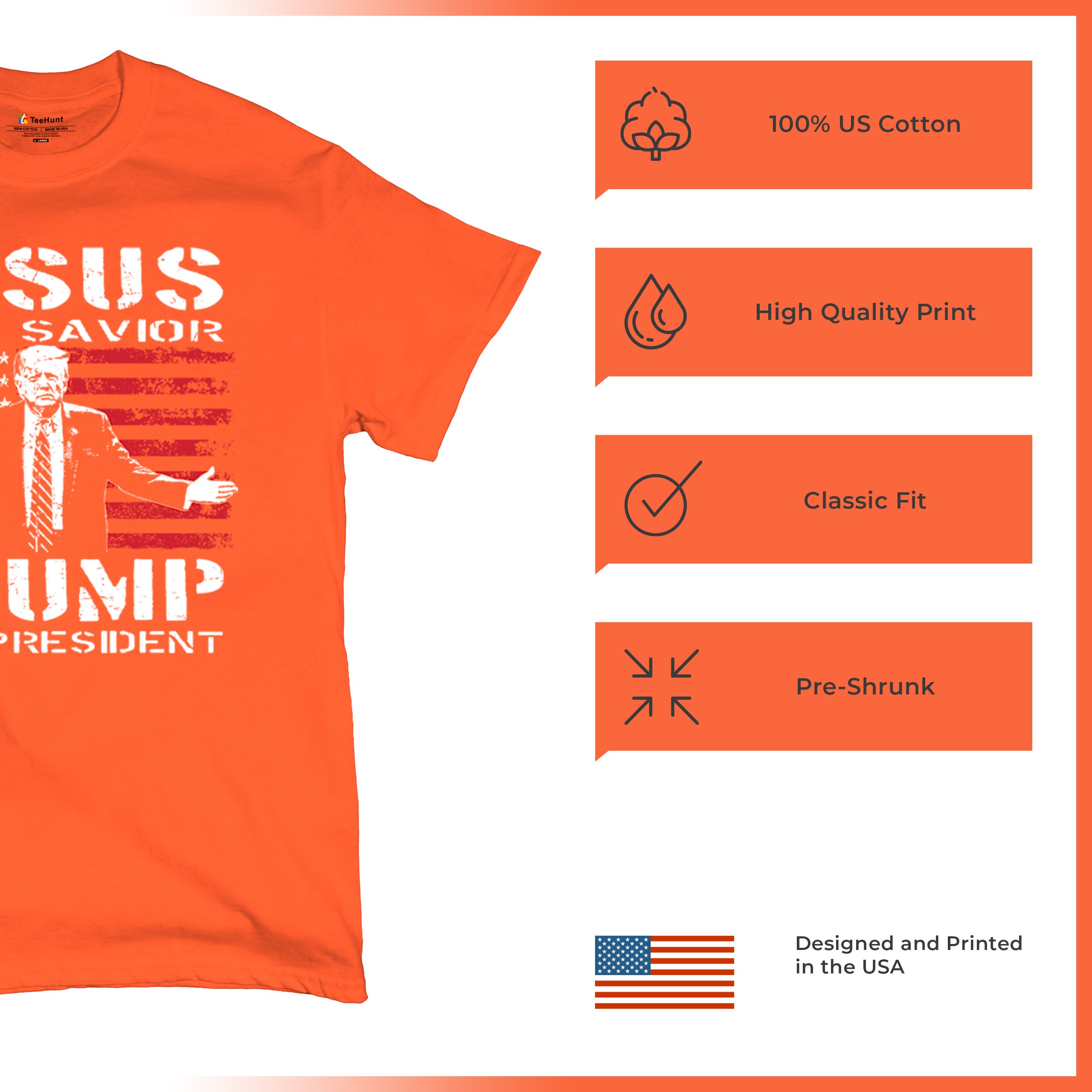 Jesus Is My Savior Trump Is My President T-shirt MAGA America First Men's Tee - Picture 21 of 85