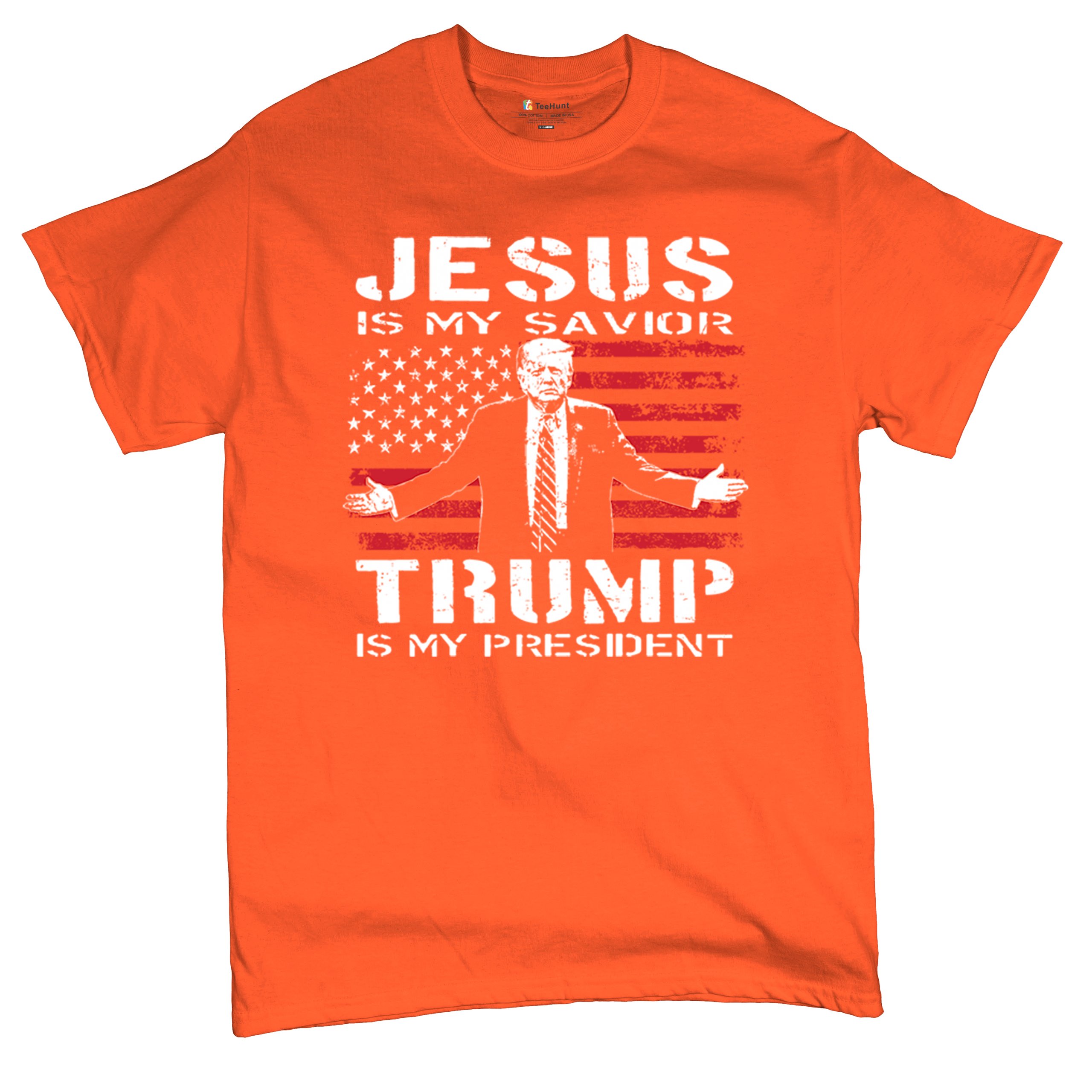 Jesus Is My Savior Trump Is My President T-shirt MAGA America First Men's Tee - Picture 20 of 85