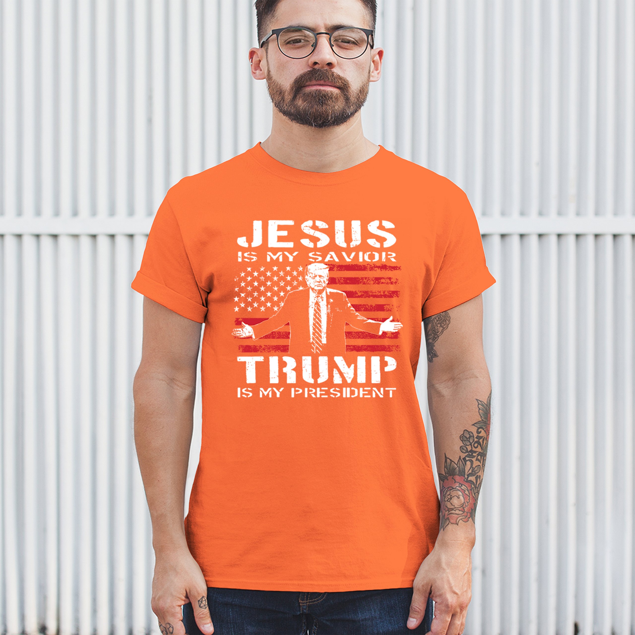 Jesus Is My Savior Trump Is My President T-shirt MAGA America First Men's Tee - Picture 19 of 85