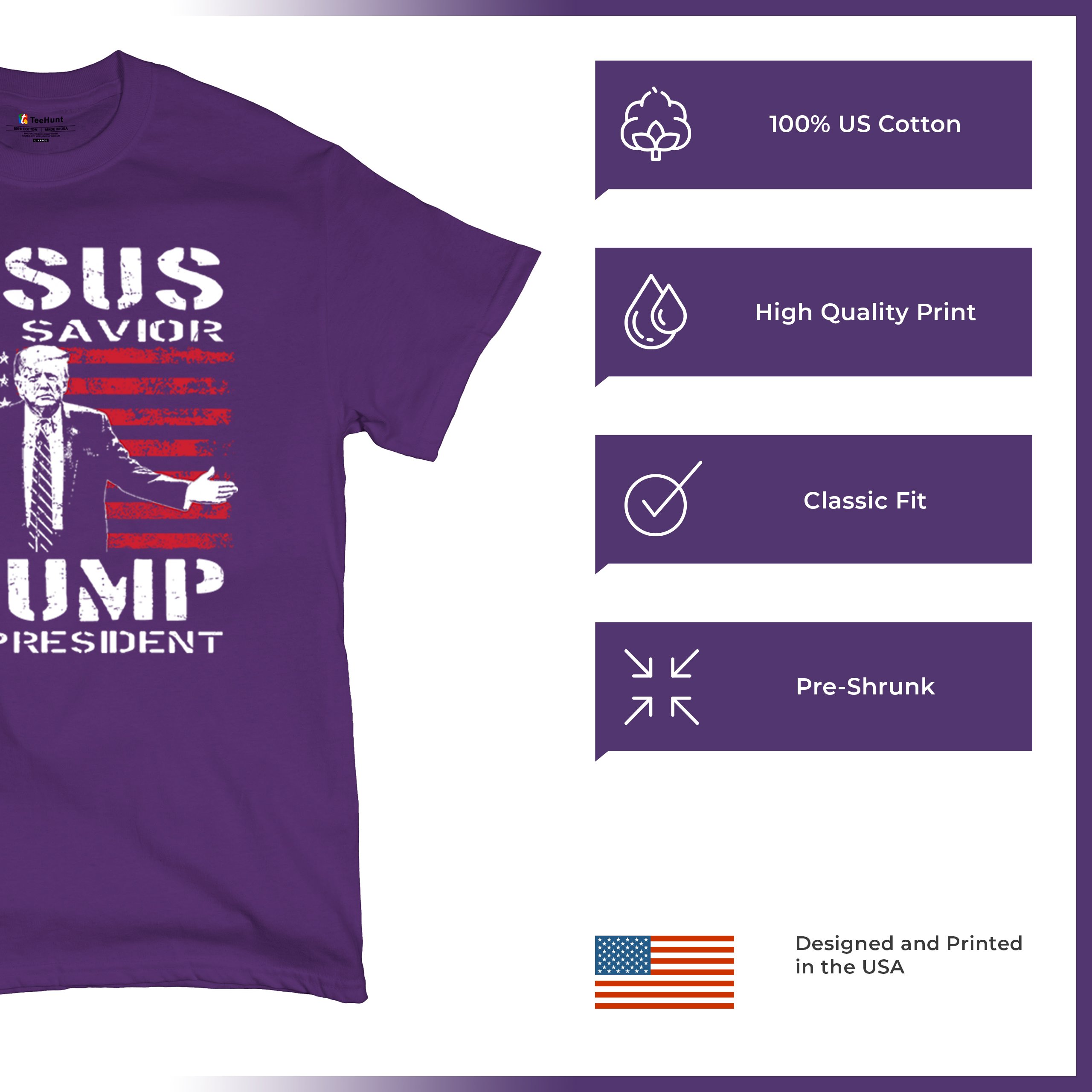 Jesus Is My Savior Trump Is My President T-shirt MAGA America First Men's Tee - Picture 35 of 85