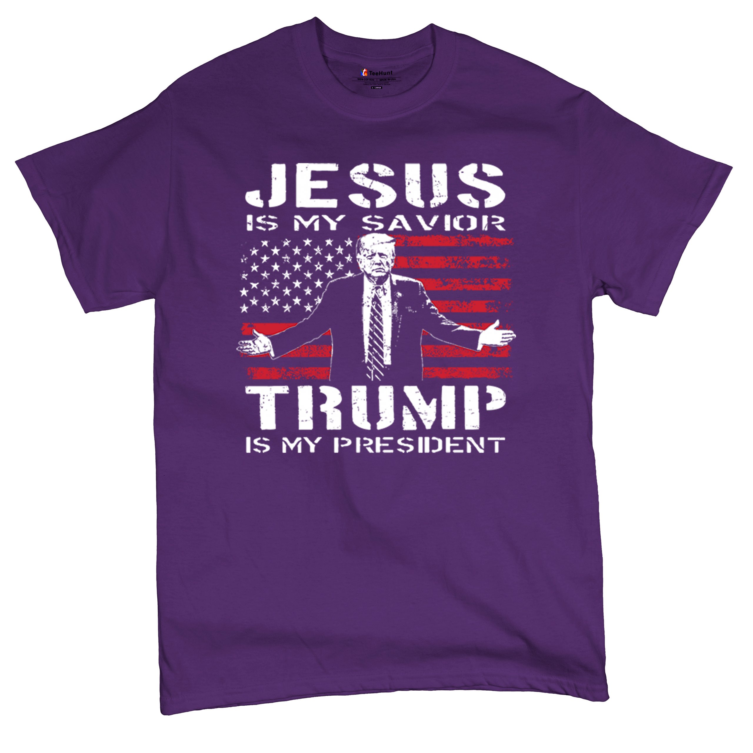 Jesus Is My Savior Trump Is My President T-shirt MAGA America First Men's Tee - Picture 34 of 85