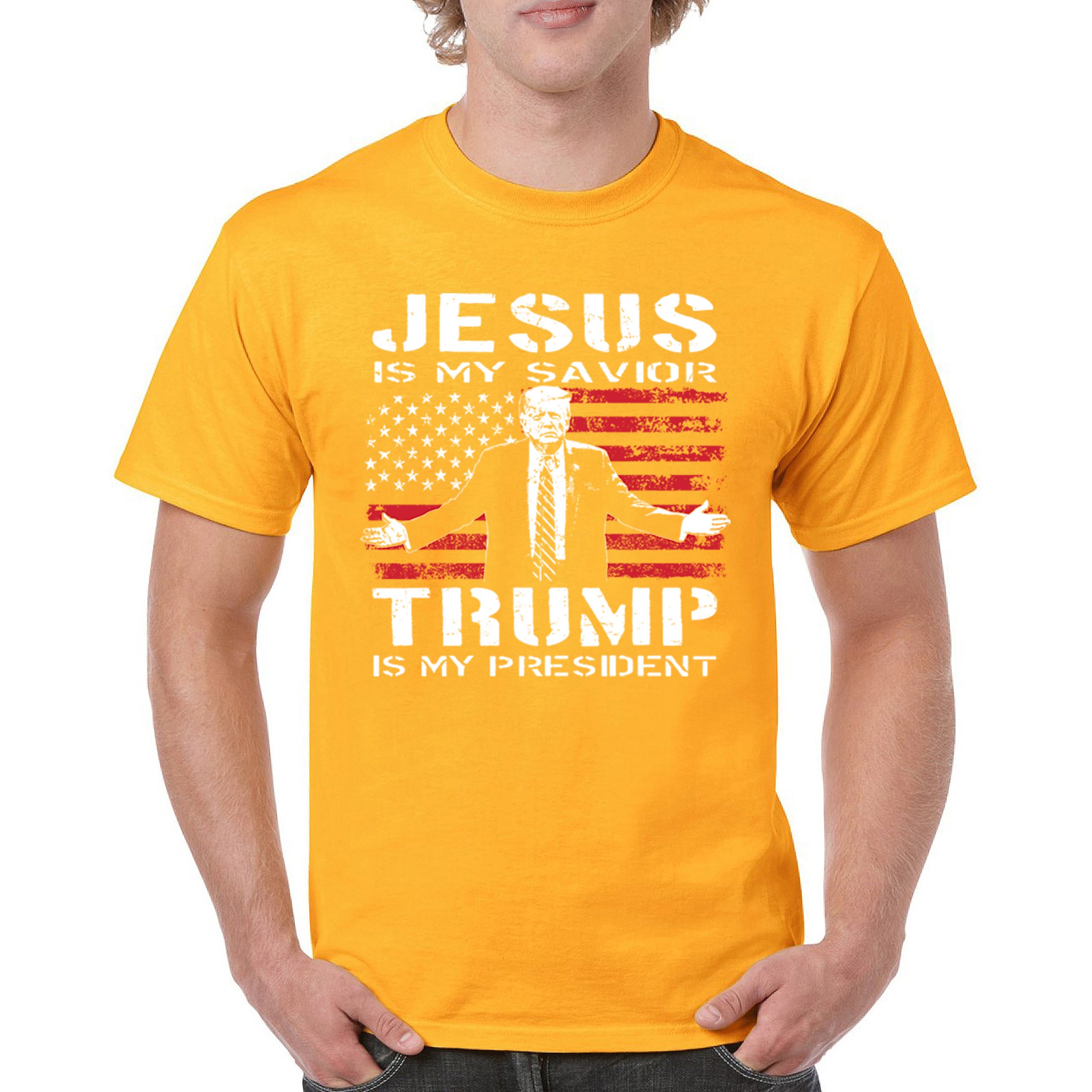 Jesus Is My Savior Trump Is My President T-shirt MAGA America First Men's Tee - Picture 79 of 85