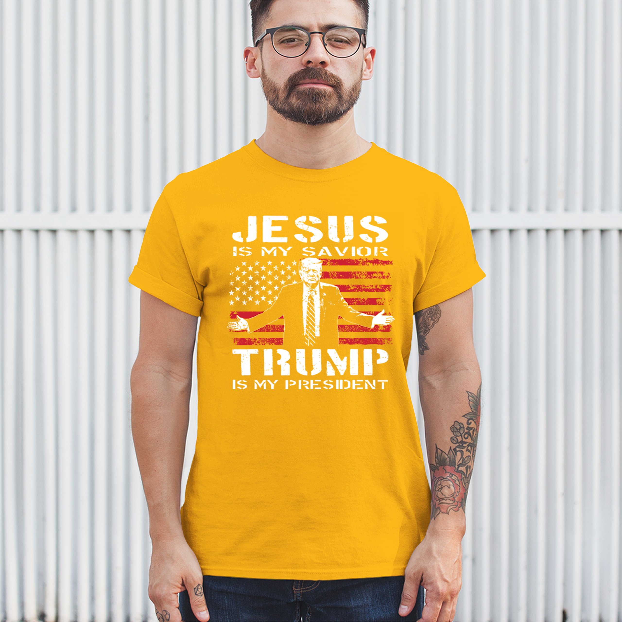 Jesus Is My Savior Trump Is My President T-shirt MAGA America First Men's Tee - Picture 82 of 85