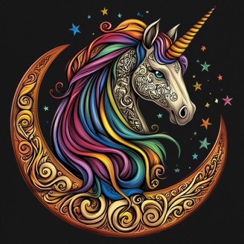 Celtic Moon Unicorn Women's V-Neck T-shirt Rainbow Fantasy Spiritual Horse Tee