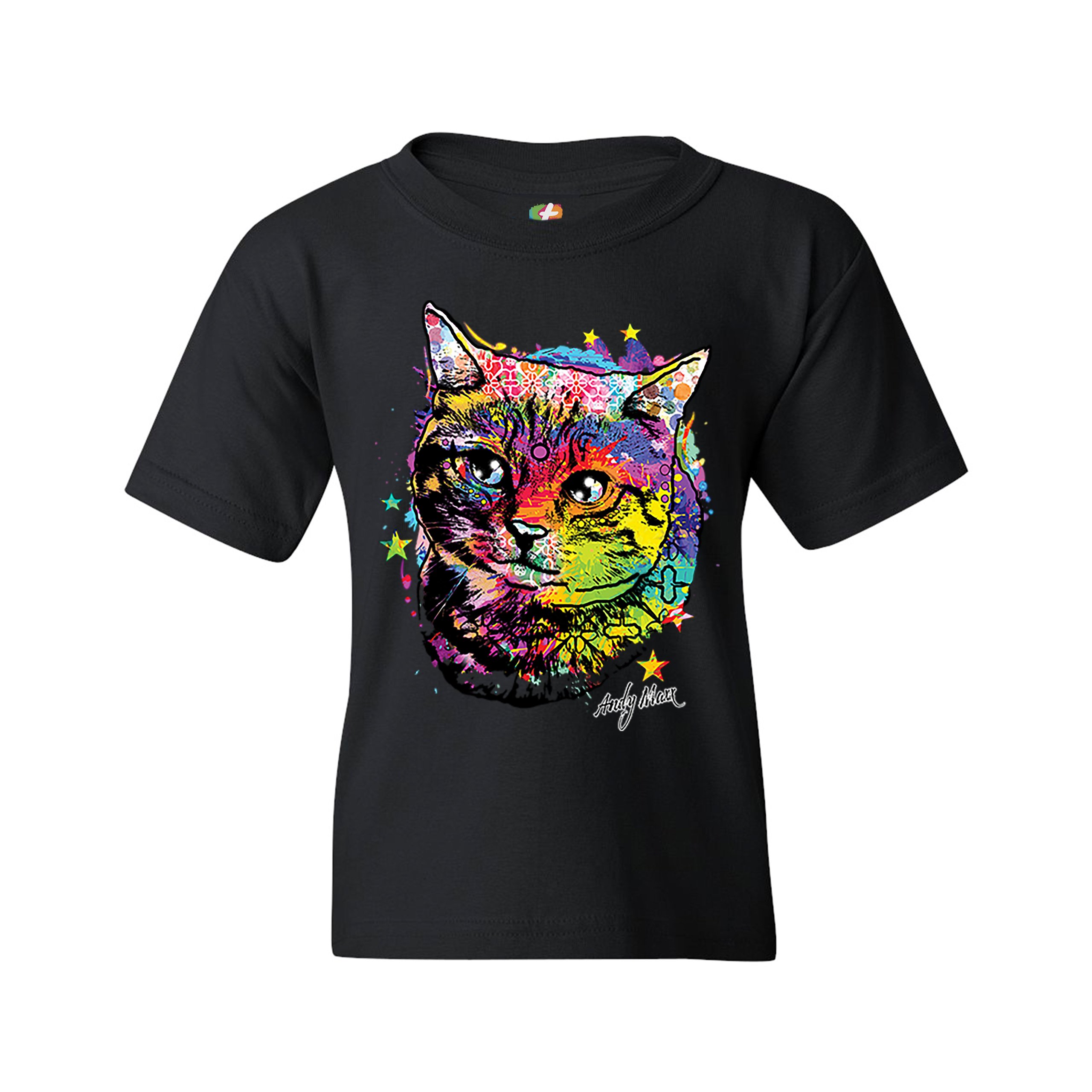 Adorable Kitten Youth T-shirt Neon Multicolor Kitty Andy Maxx Cat Lover Kids - Picture 3 of 29