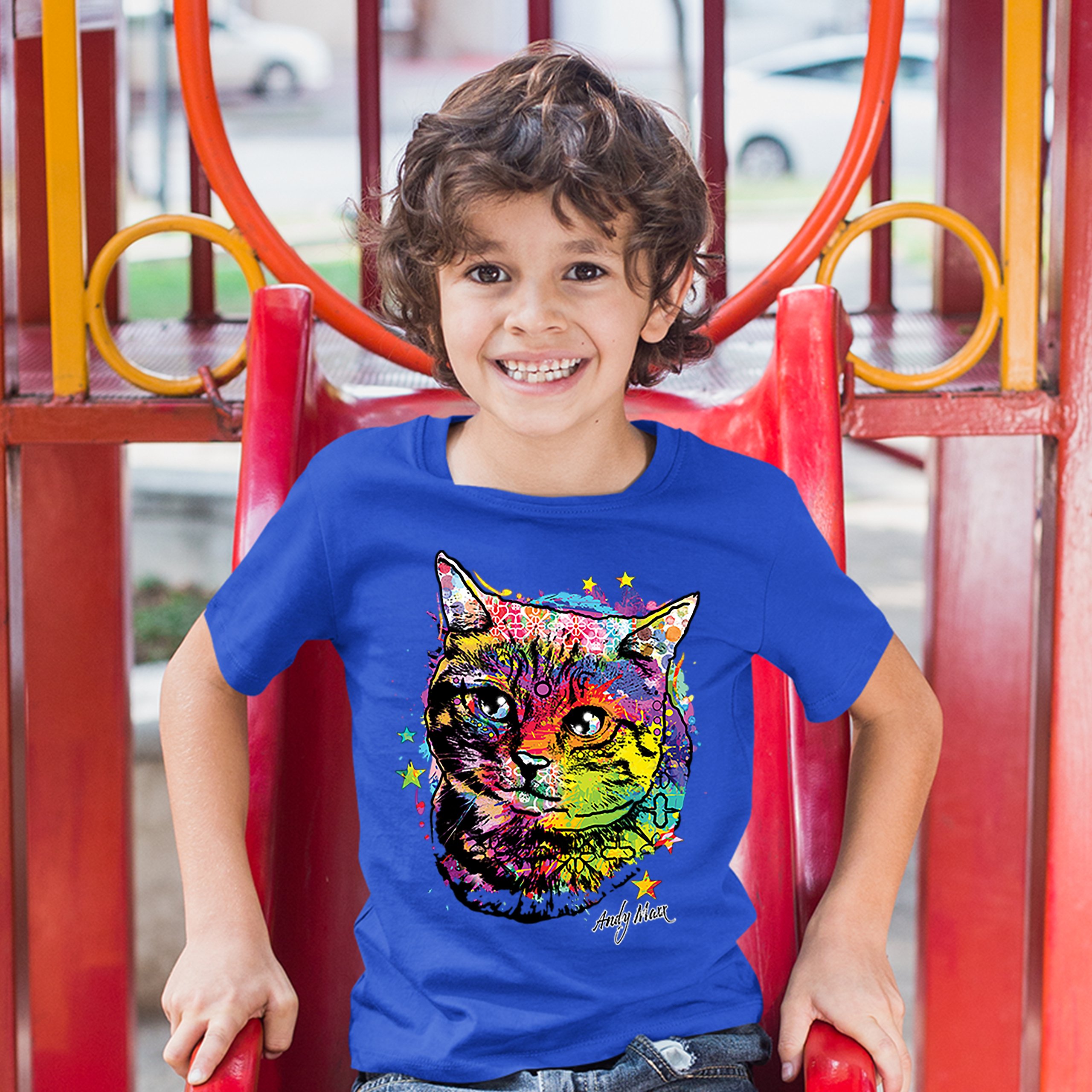 Adorable Kitten Youth T-shirt Neon Multicolor Kitty Andy Maxx Cat Lover Kids - Picture 25 of 29