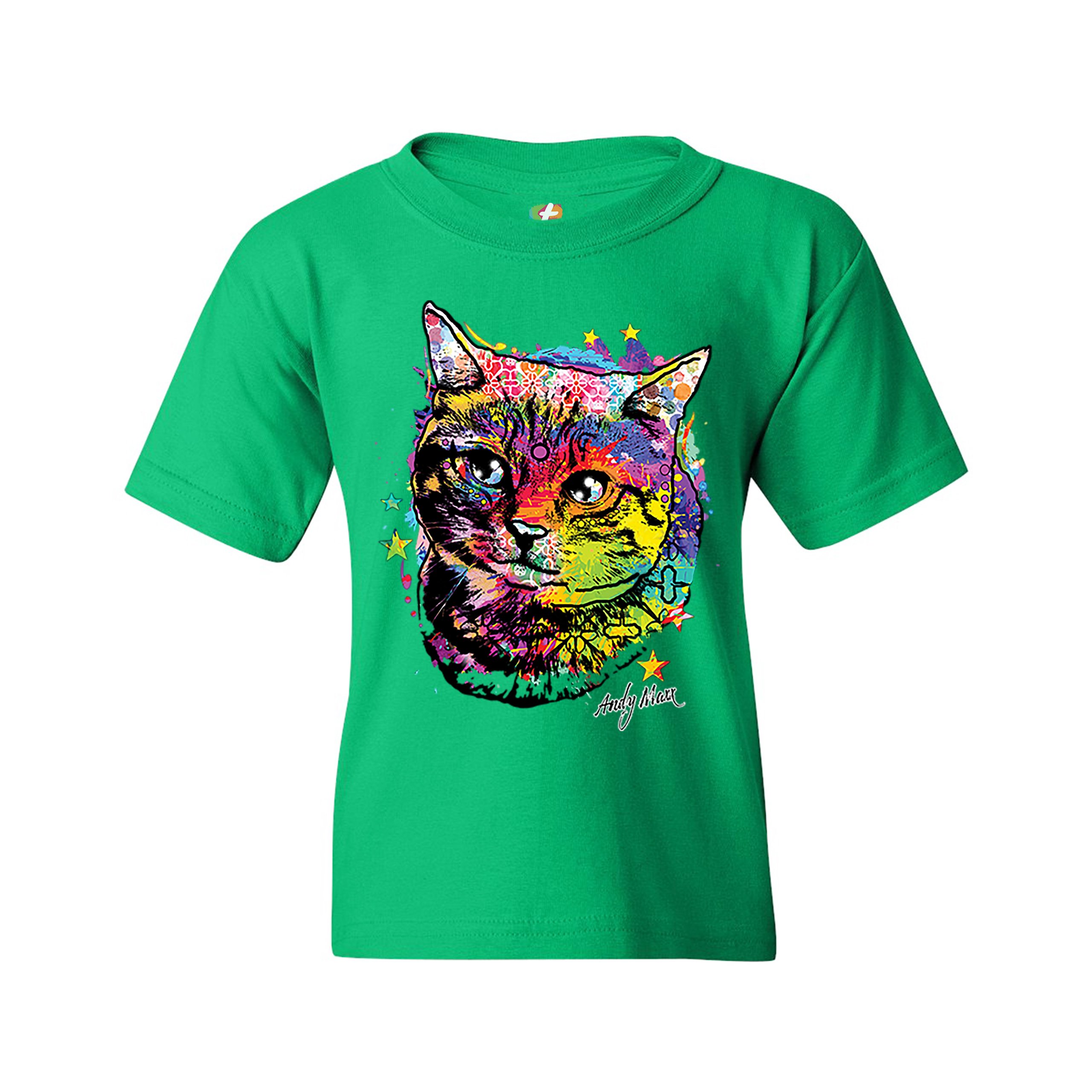 Adorable Kitten Youth T-shirt Neon Multicolor Kitty Andy Maxx Cat Lover Kids - Picture 19 of 29