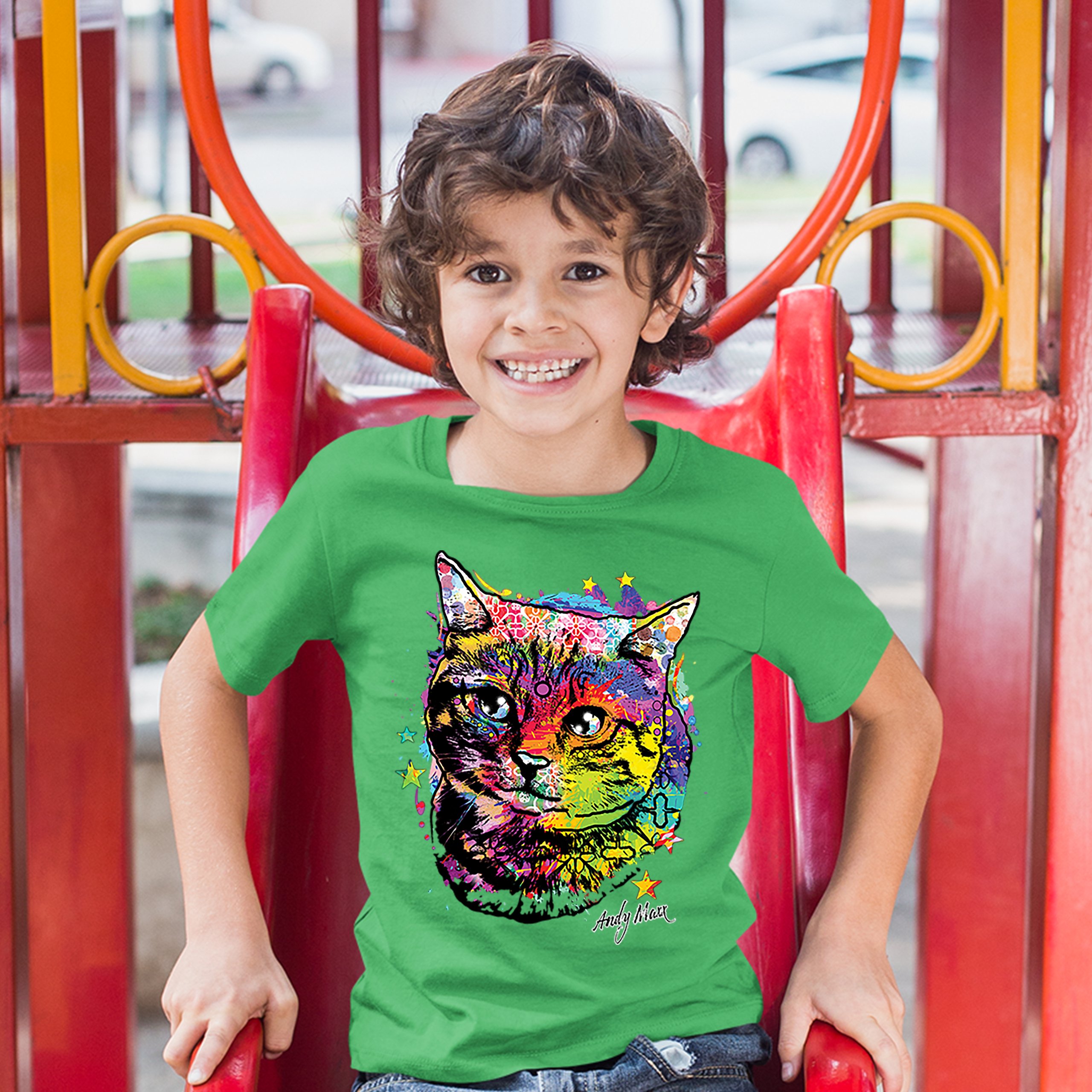 Adorable Kitten Youth T-shirt Neon Multicolor Kitty Andy Maxx Cat Lover Kids - Picture 21 of 29