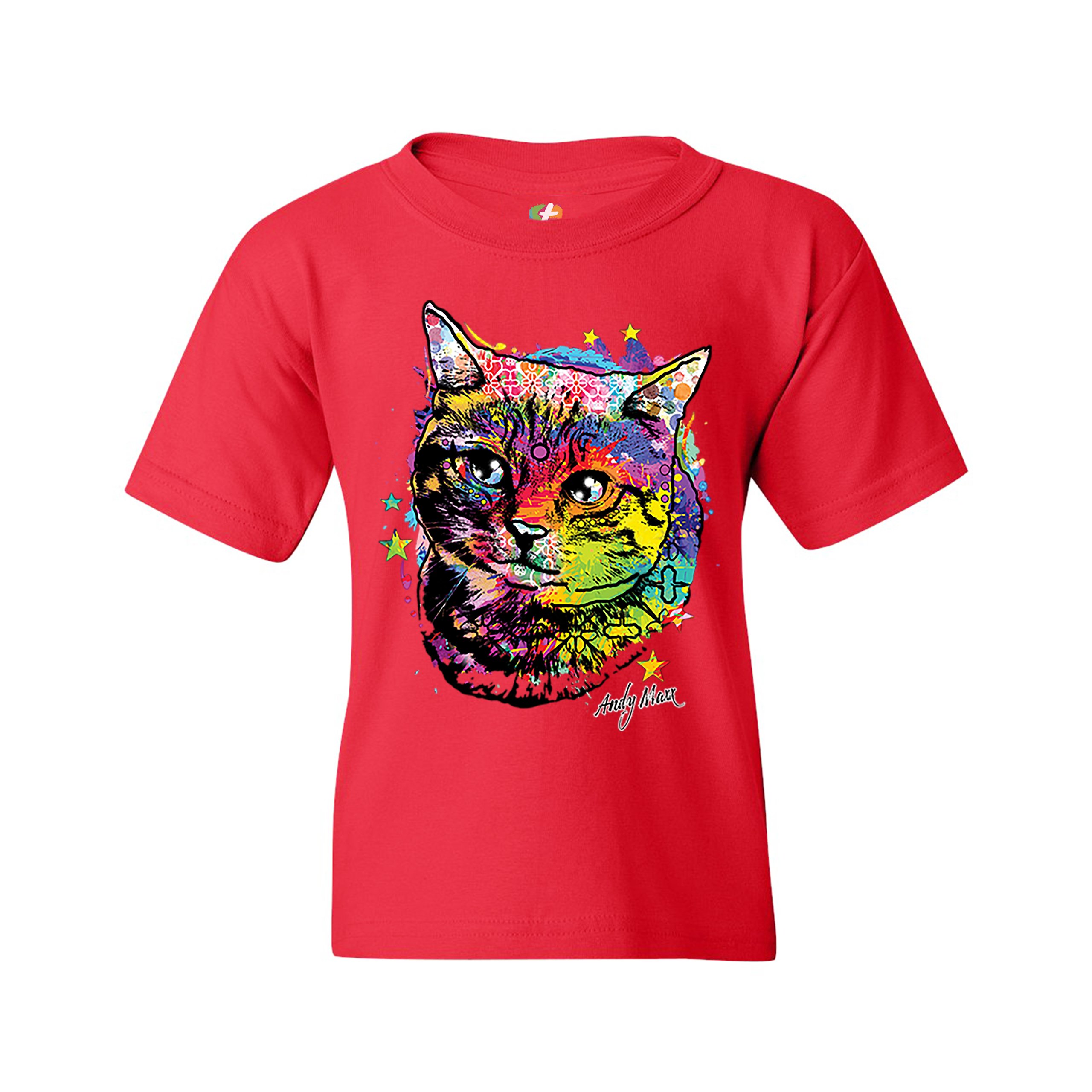 Adorable Kitten Youth T-shirt Neon Multicolor Kitty Andy Maxx Cat Lover Kids - Picture 11 of 29