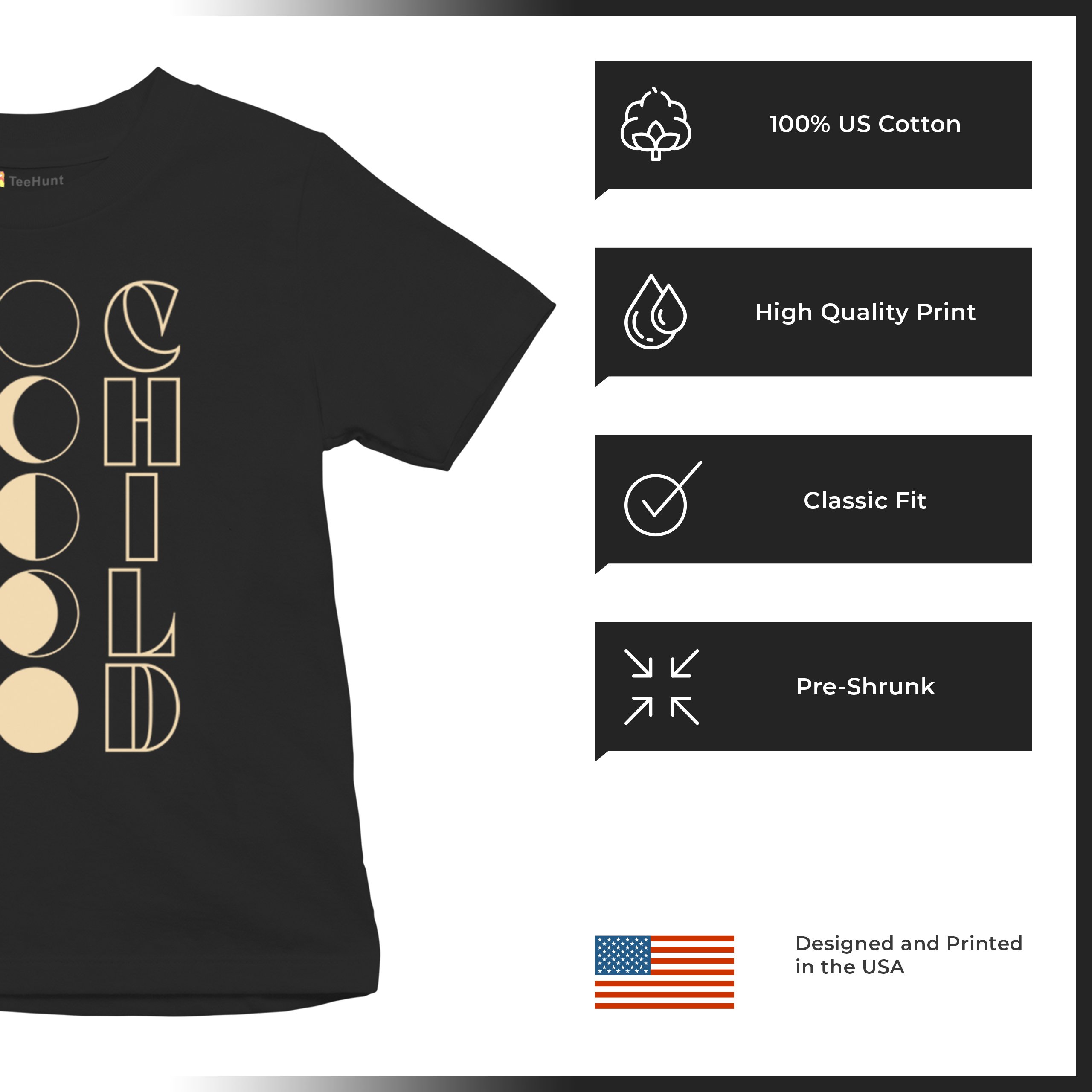 Moon Child Youth T-shirt Astrology Lunar Cycle Spiritual Zodiac Sign Kids - Picture 7 of 8