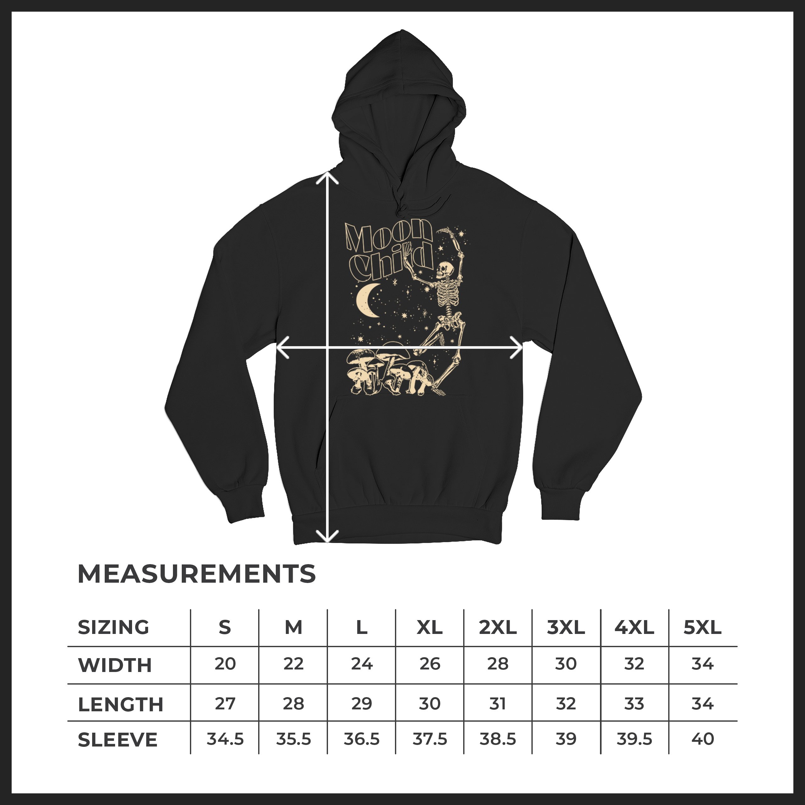 Moon Child Skeleton Sweatshirt Mystic Mushroom Lunar Spirit Halloween Hoodie - Picture 8 of 29