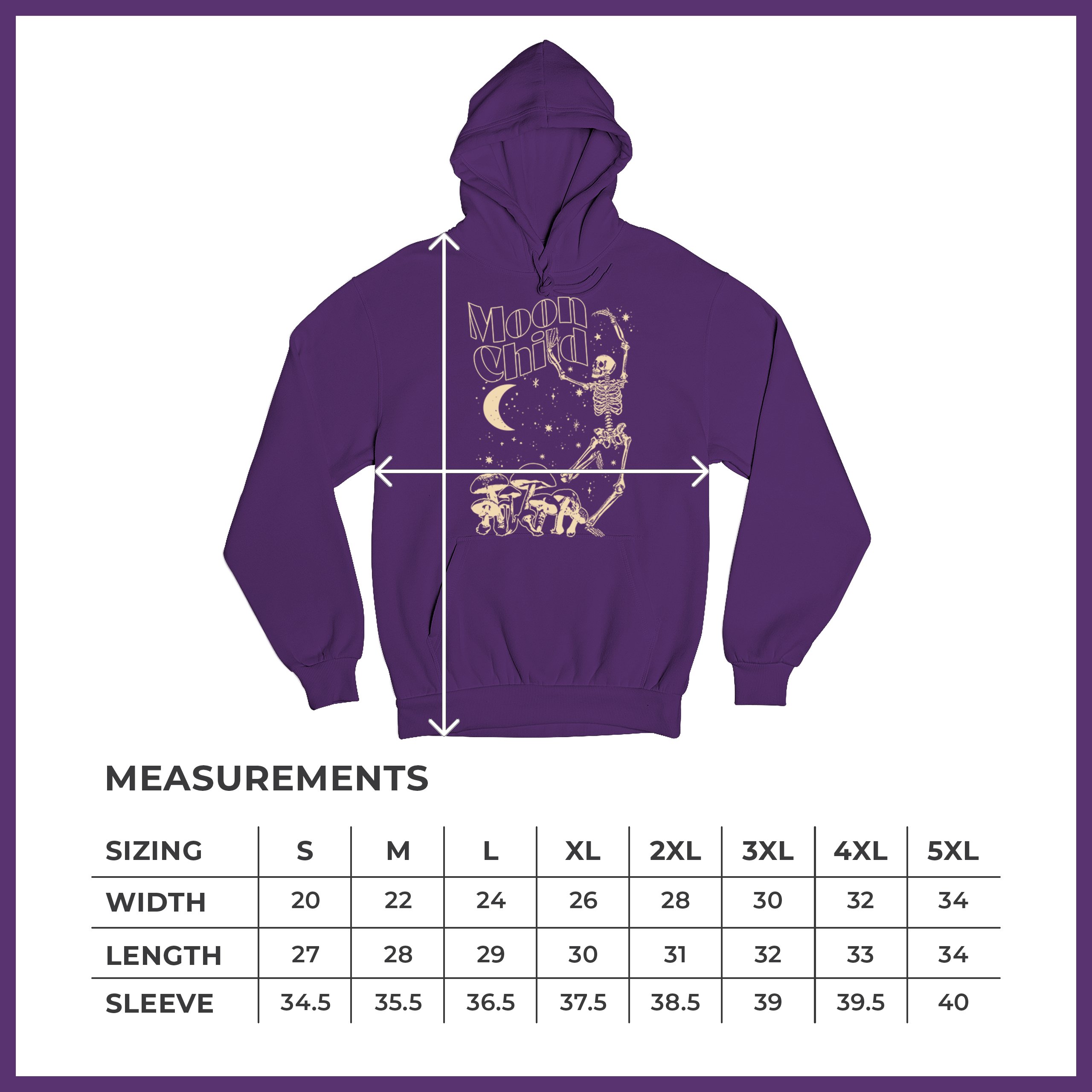 Moon Child Skeleton Sweatshirt Mystic Mushroom Lunar Spirit Halloween Hoodie - Picture 15 of 29
