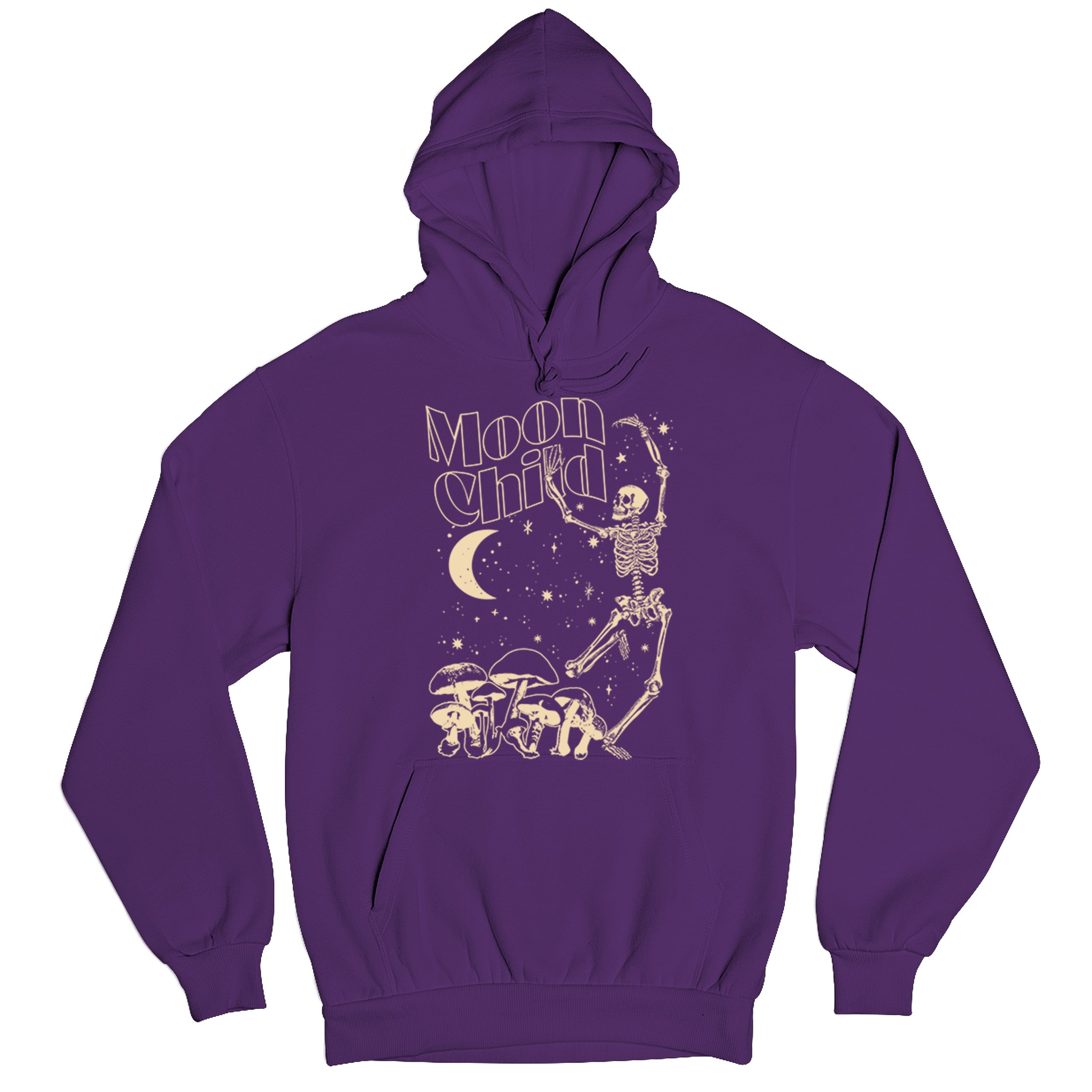 Moon Child Skeleton Sweatshirt Mystic Mushroom Lunar Spirit Halloween Hoodie - Picture 13 of 29