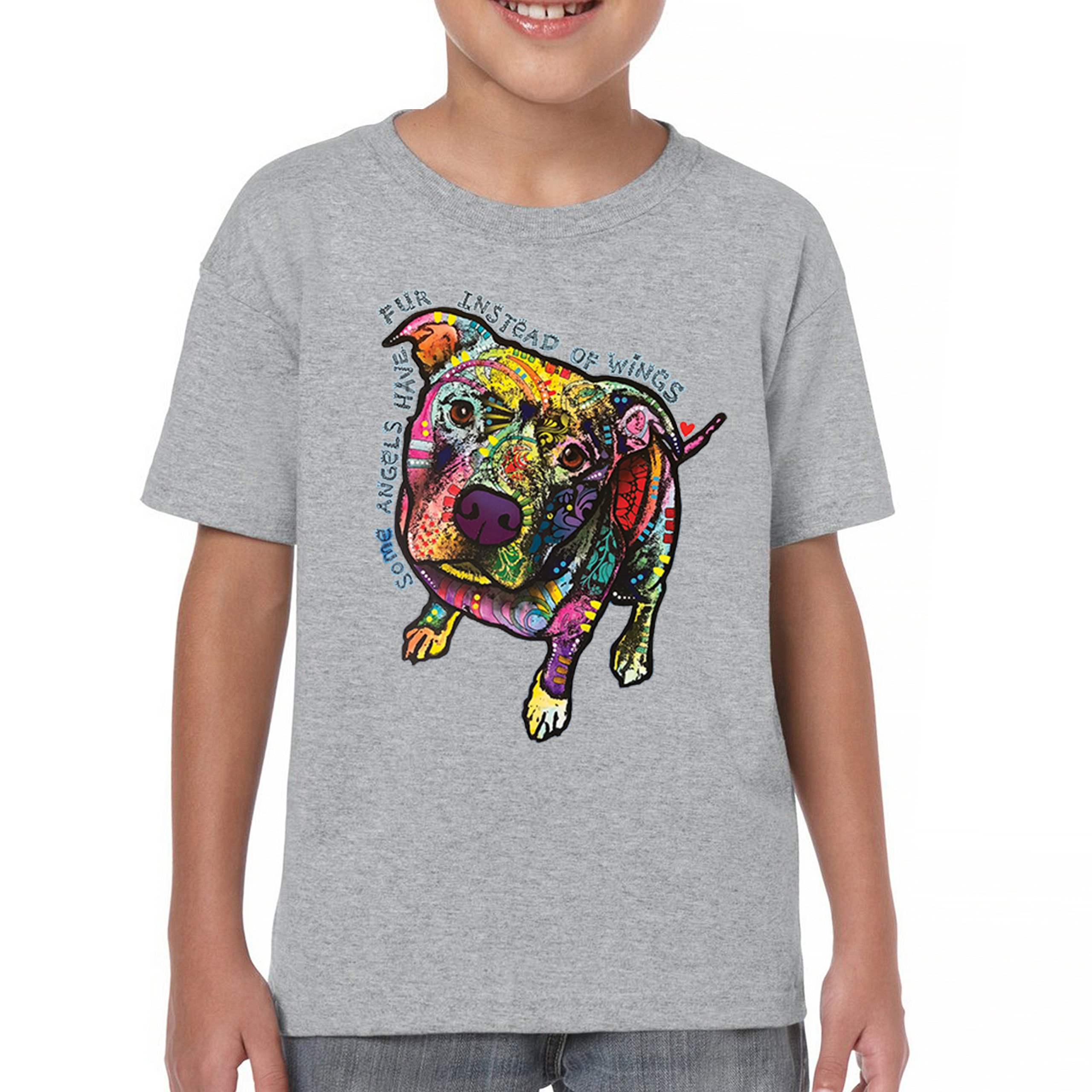 Dean Russo Pit Bull Youth T-shirt Some Angels Have Fur Instead of Wings Kids - Picture 9 of 50