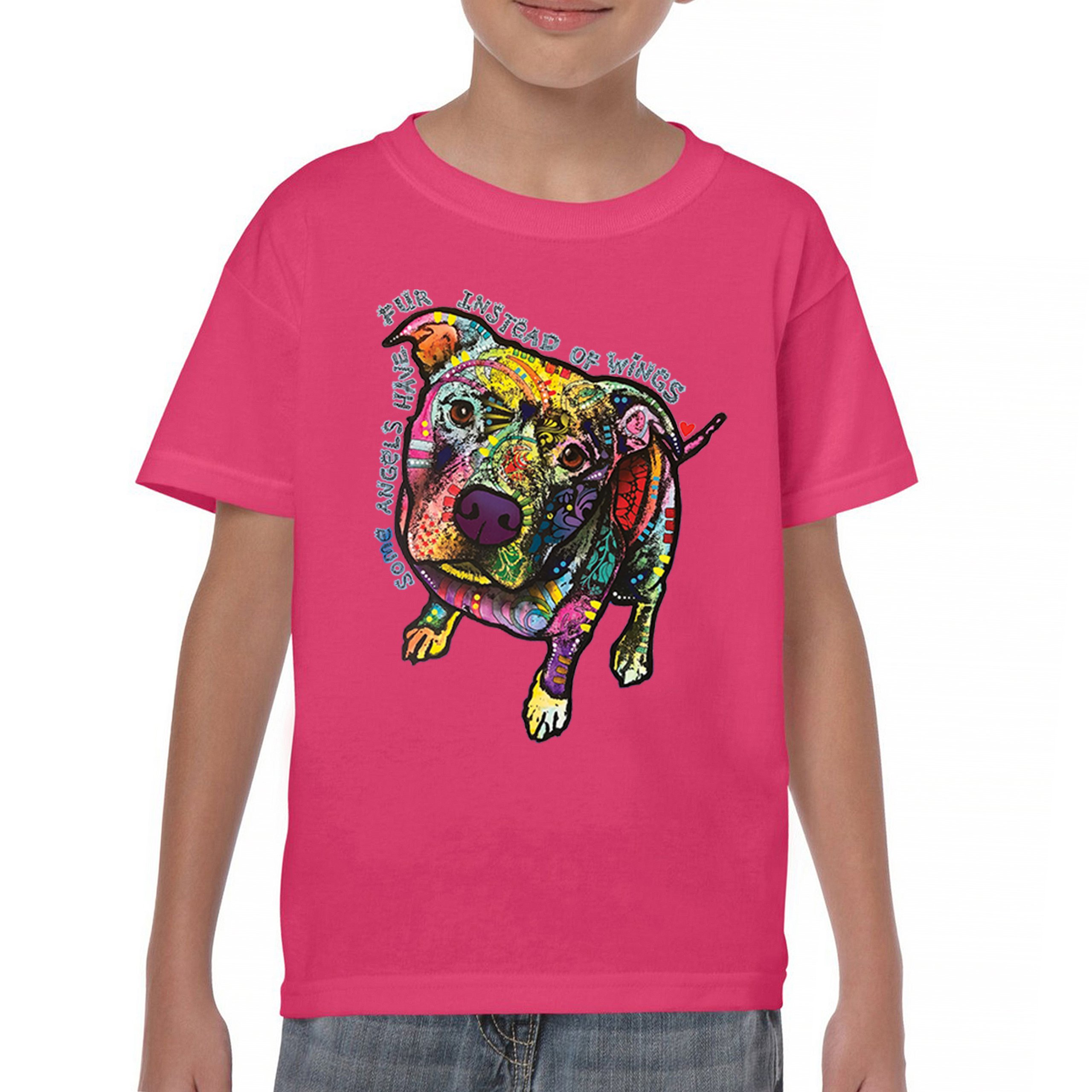 Dean Russo Pit Bull Youth T-shirt Some Angels Have Fur Instead of Wings Kids - Picture 44 of 50