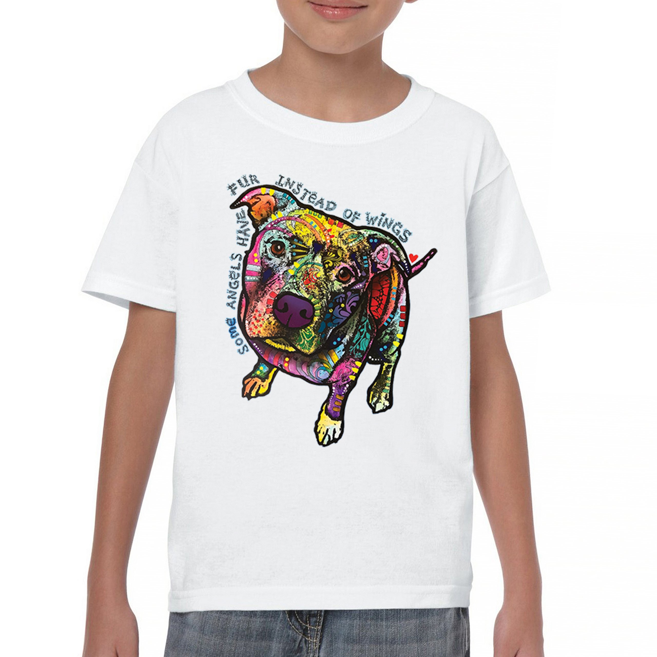 Dean Russo Pit Bull Youth T-shirt Some Angels Have Fur Instead of Wings Kids - Picture 23 of 50