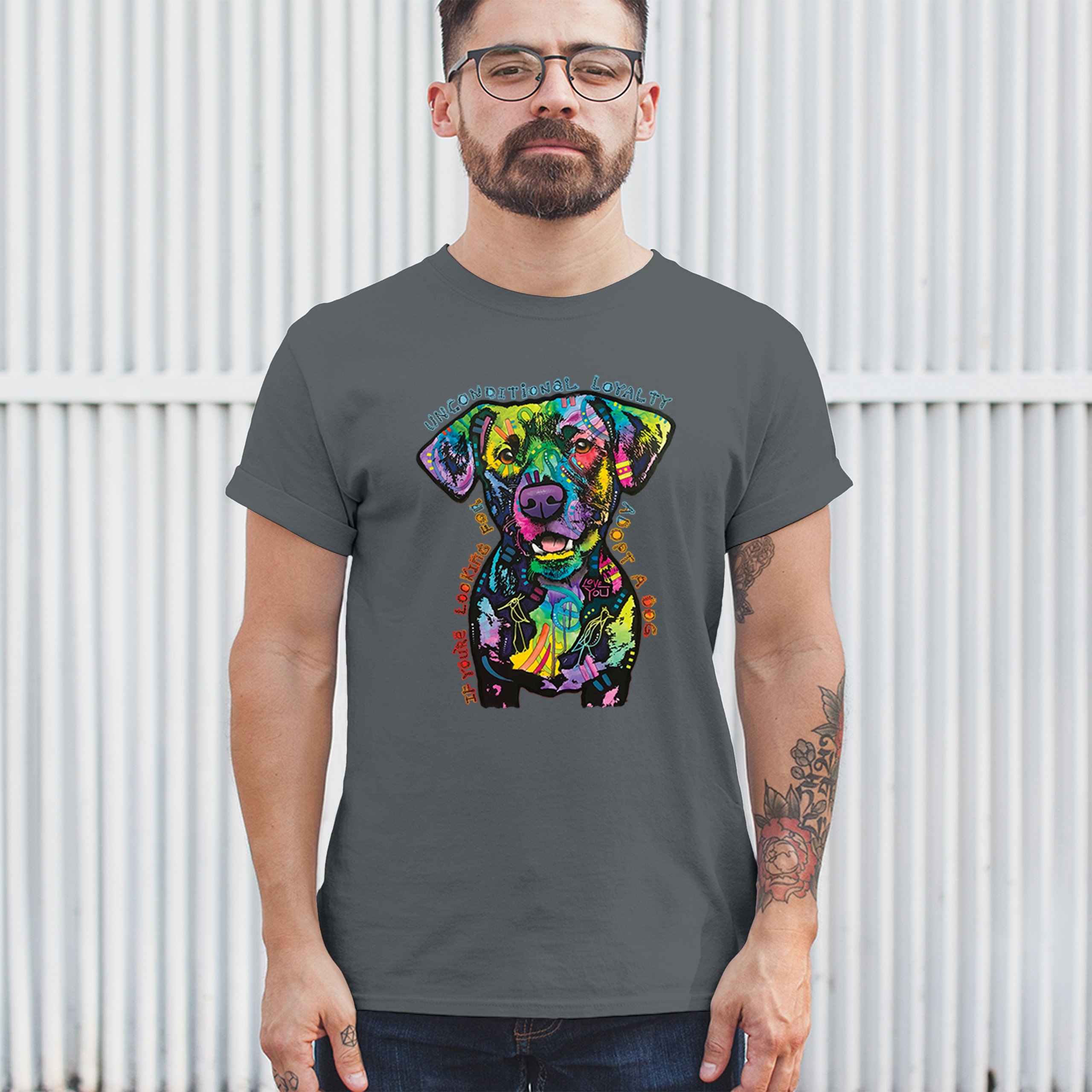 Bedingungslose Loyalität T-Shirt Adopt a Dog Dean Russo Welpe Herren Tee - Bild 82 von 113