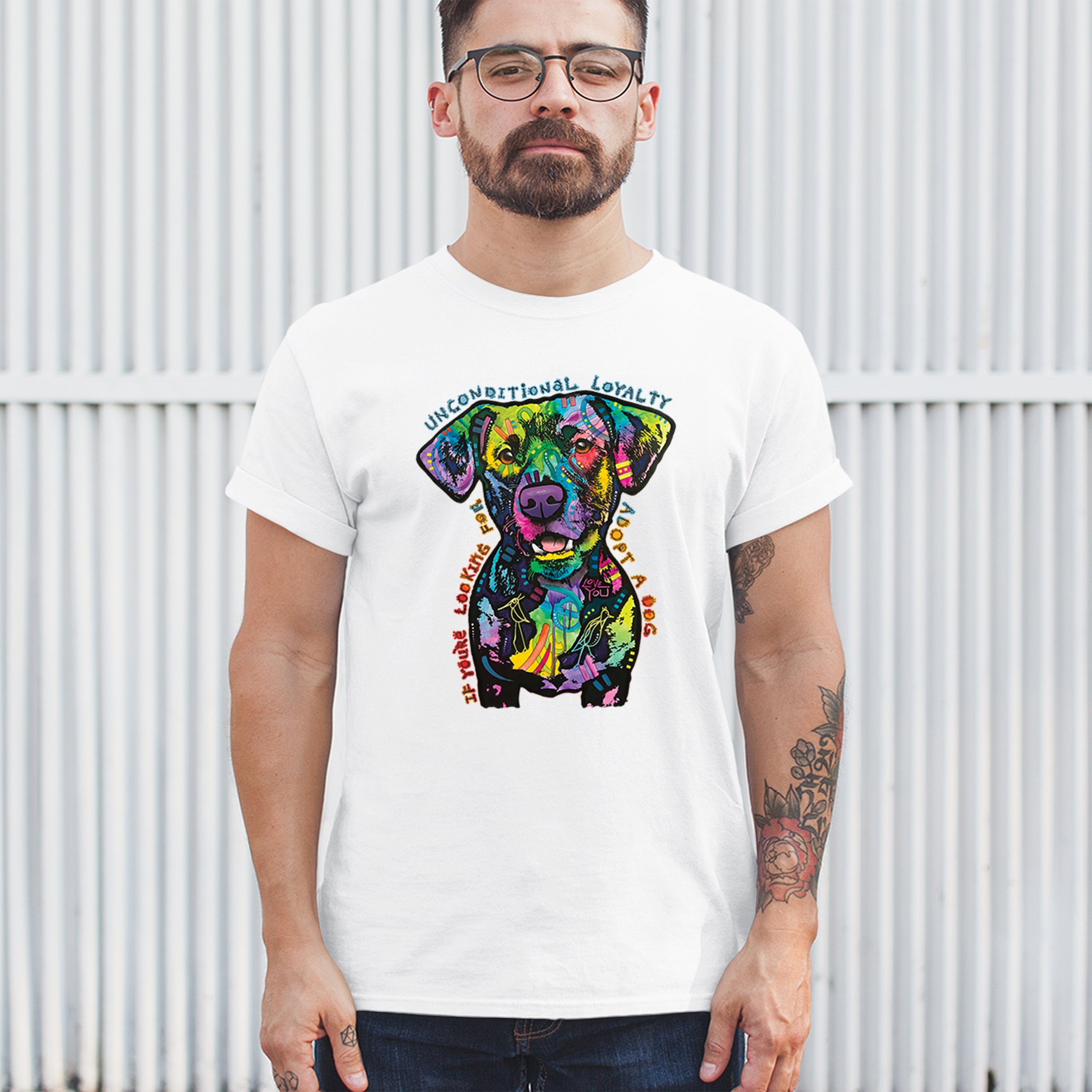 Bedingungslose Loyalität T-Shirt Adopt a Dog Dean Russo Welpe Herren Tee - Bild 47 von 113