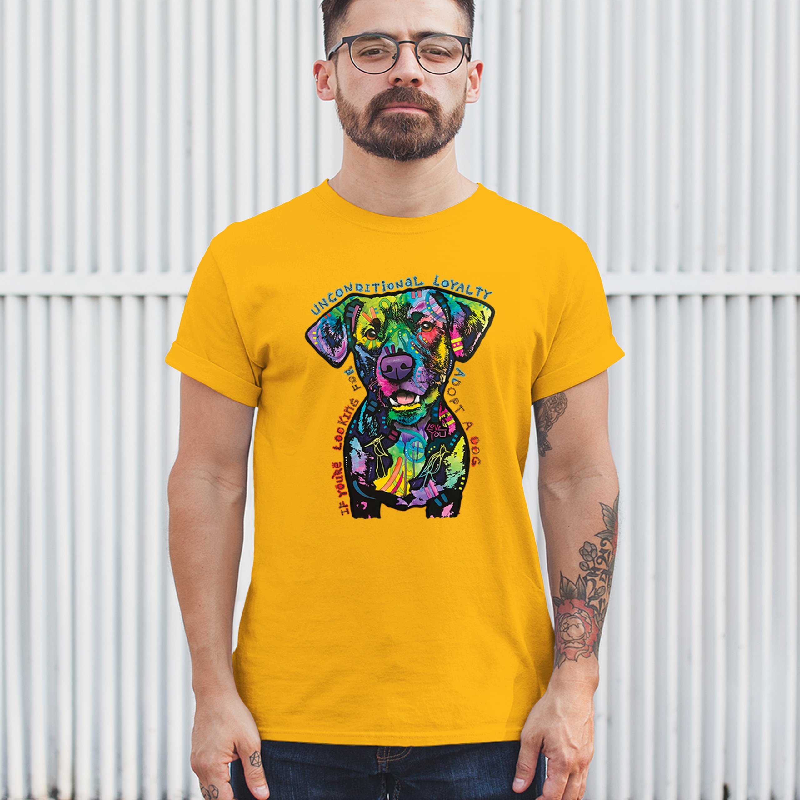 Bedingungslose Loyalität T-Shirt Adopt a Dog Dean Russo Welpe Herren Tee - Bild 110 von 113