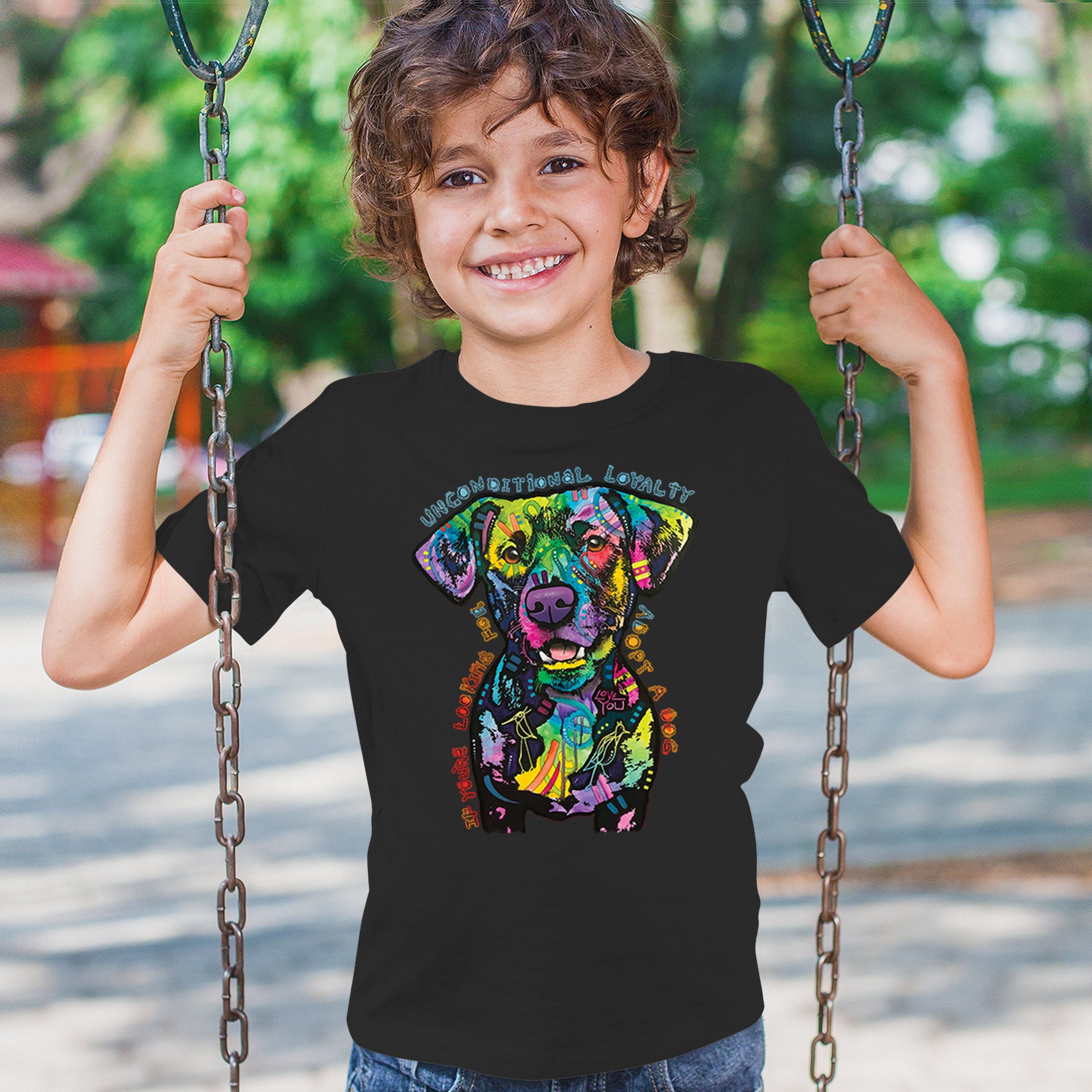 Unconditional Loyalty Youth T-shirt Adopt a Dog Dean Russo Puppy Kids - Picture 5 of 50